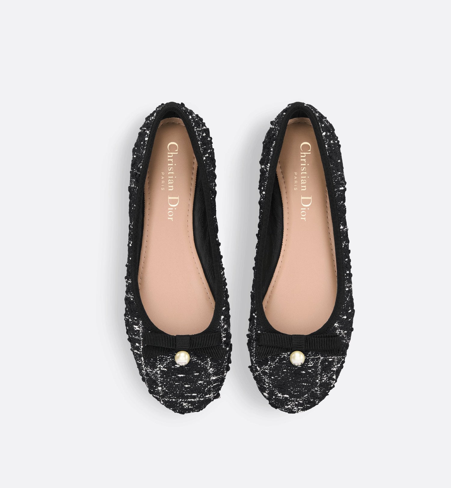 Dior Ballet Flat Black And White Cannage Tweed