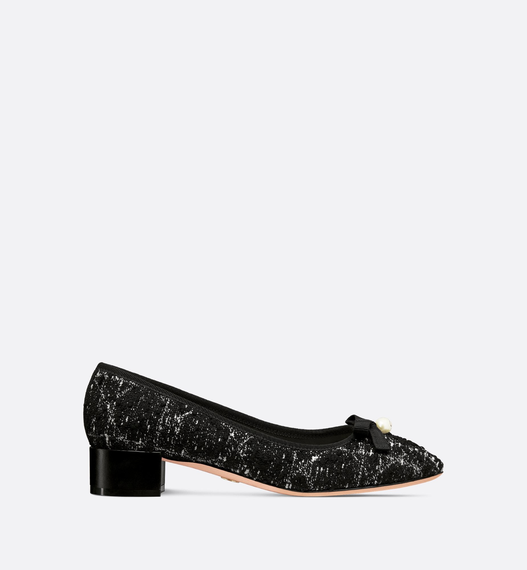 Dior Ballet Pump Black And White Cannage Tweed