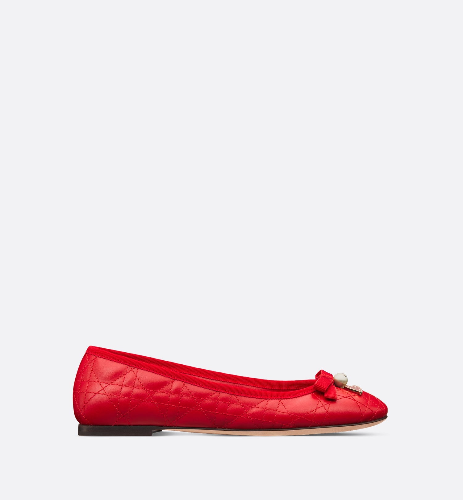 Dioramour Ballet Flat Red Quilted Cannage Calfskin