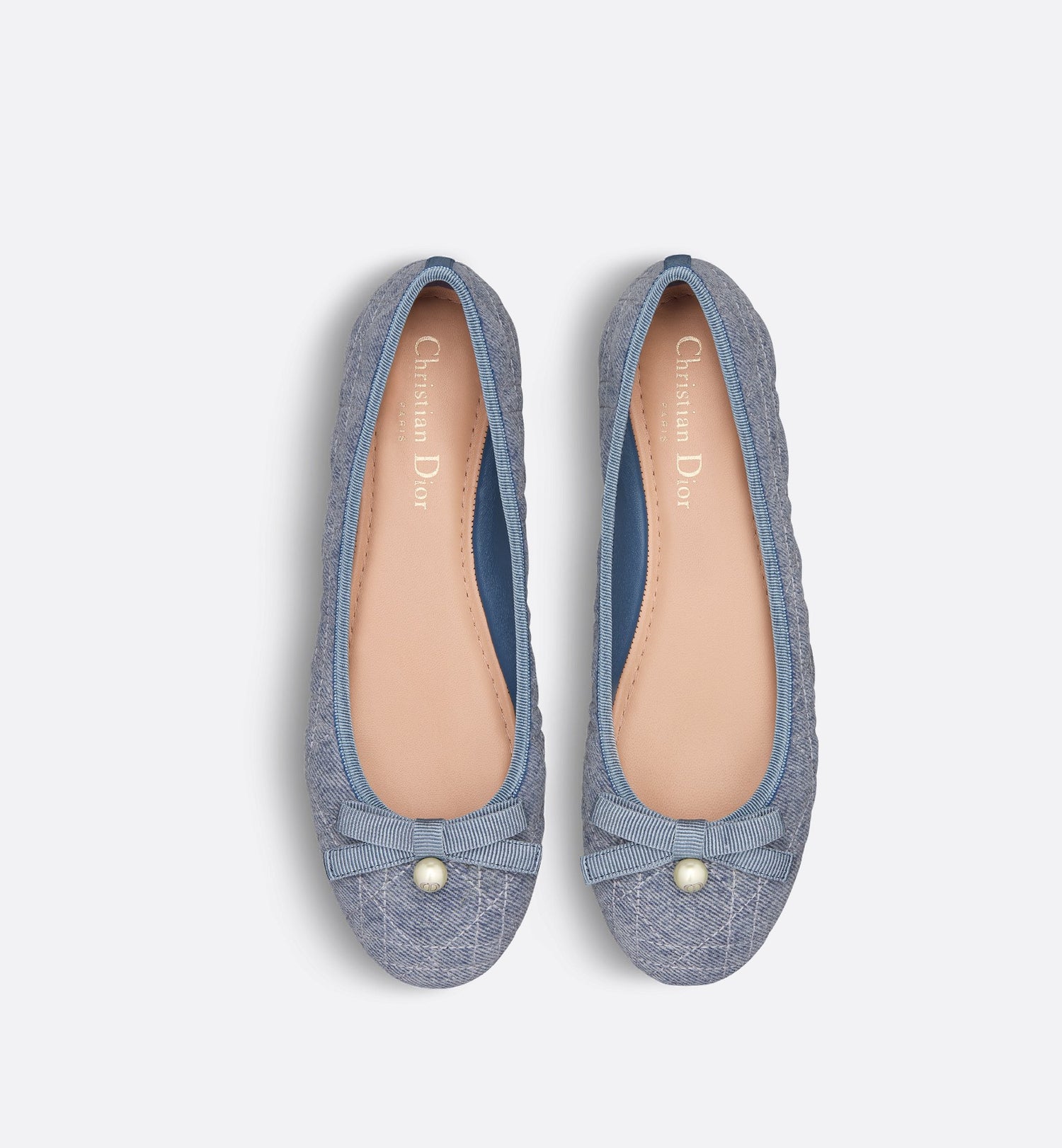 Dior Ballet Flat Blue Cannage Embroidered Denim