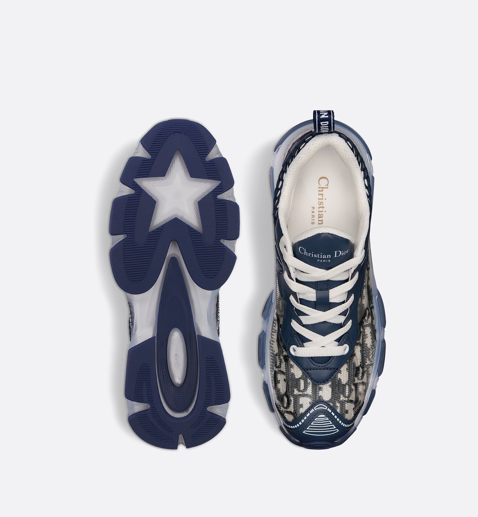 Dior Vibe Sneaker Deep Blue Dior Oblique Technical Fabric And Transparent Rubber