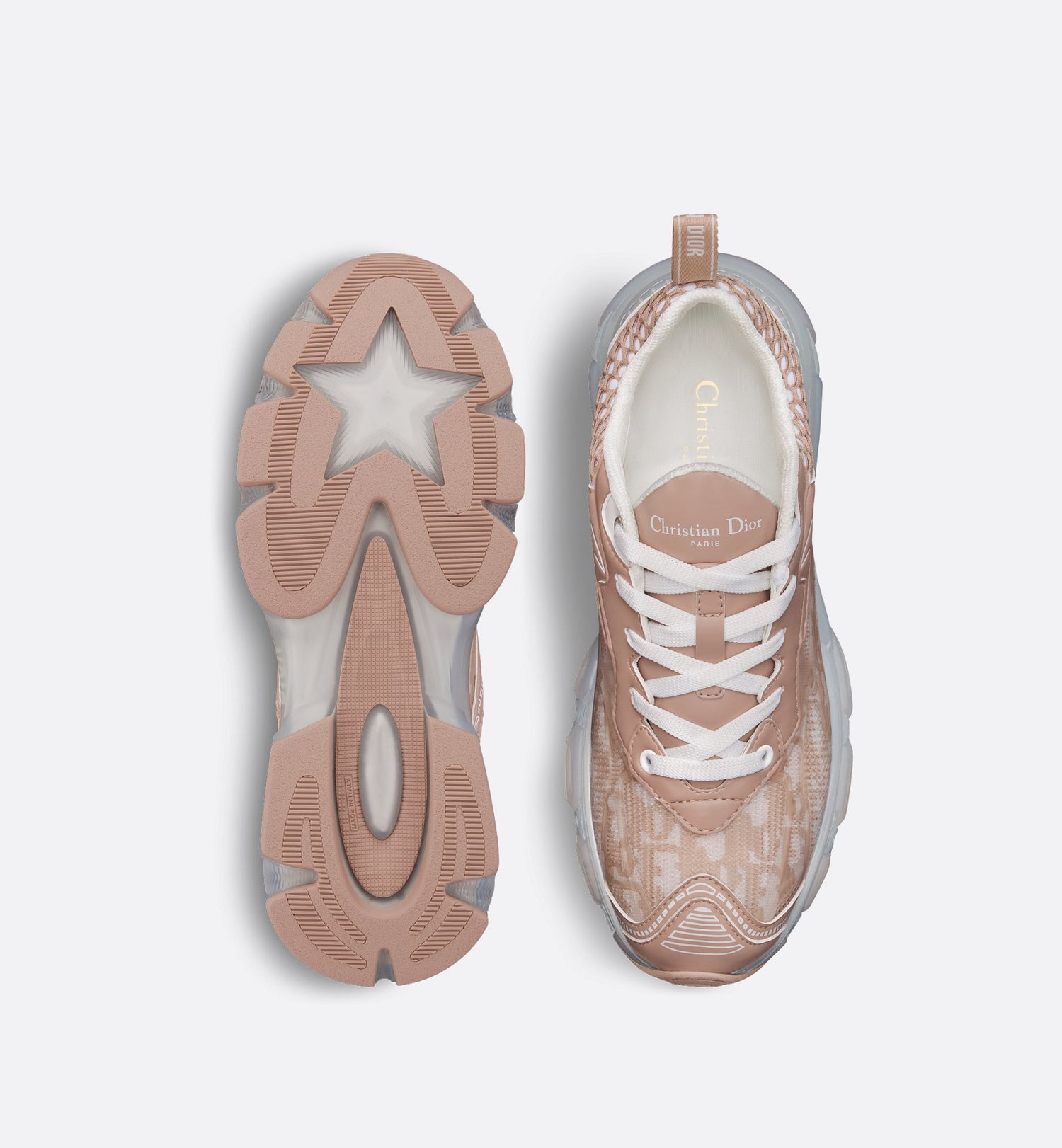 Vibe Sneaker Nude Oblique Technical Fabric And Transparent Rubber