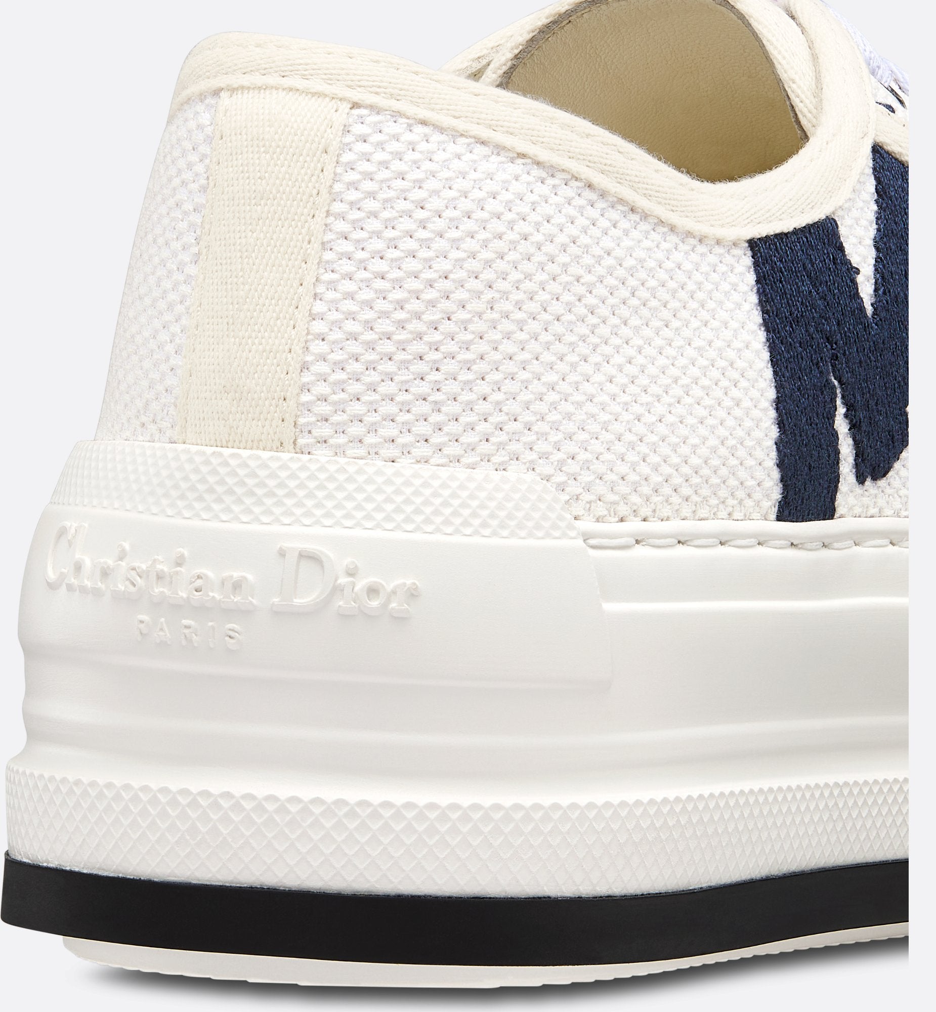 Walk N Dior Platform Sneaker White And Deep Blue Embroidered Cotton