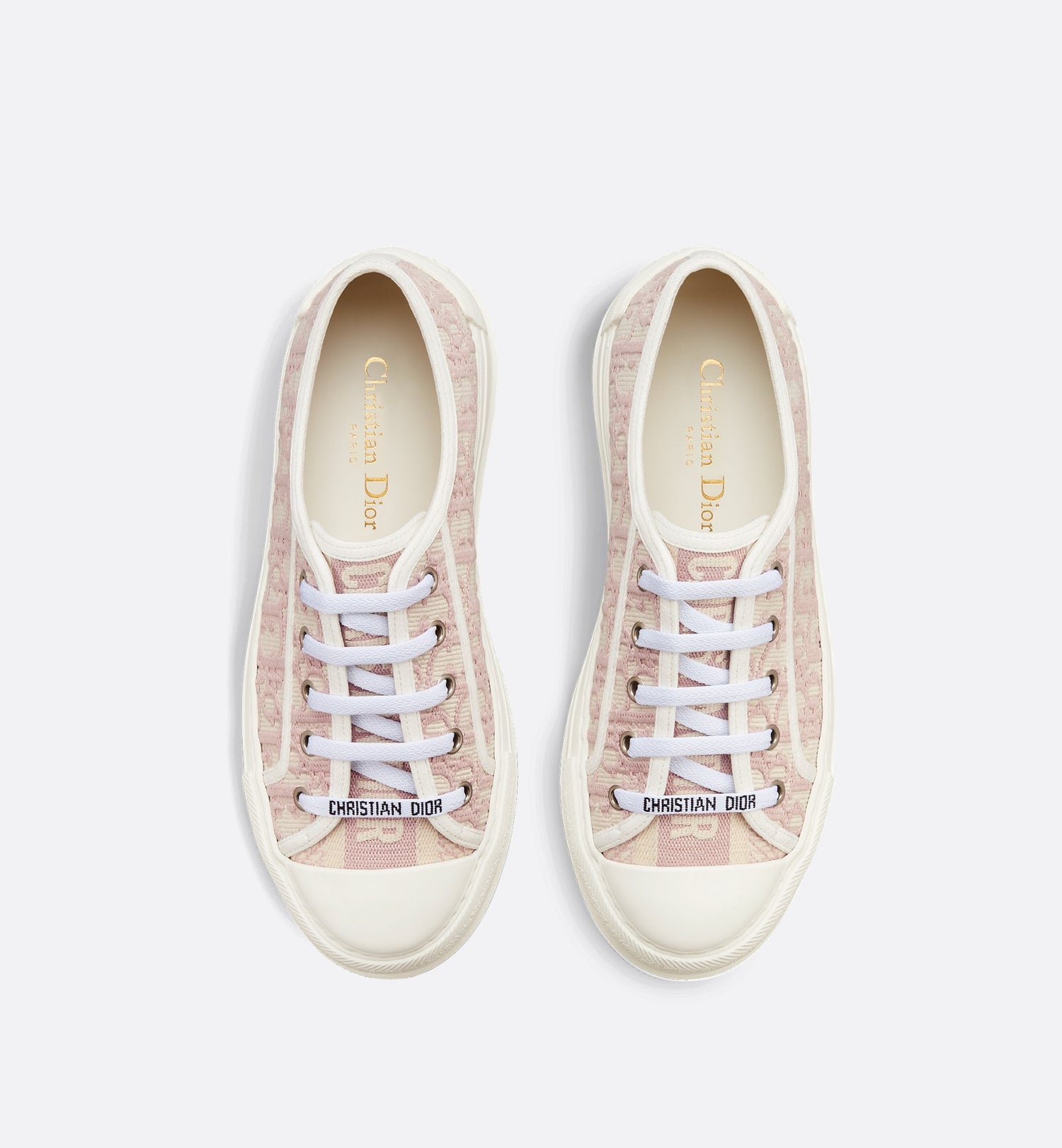 Walk N Dior Platform Sneaker Nude Oblique Embroidered Cotton