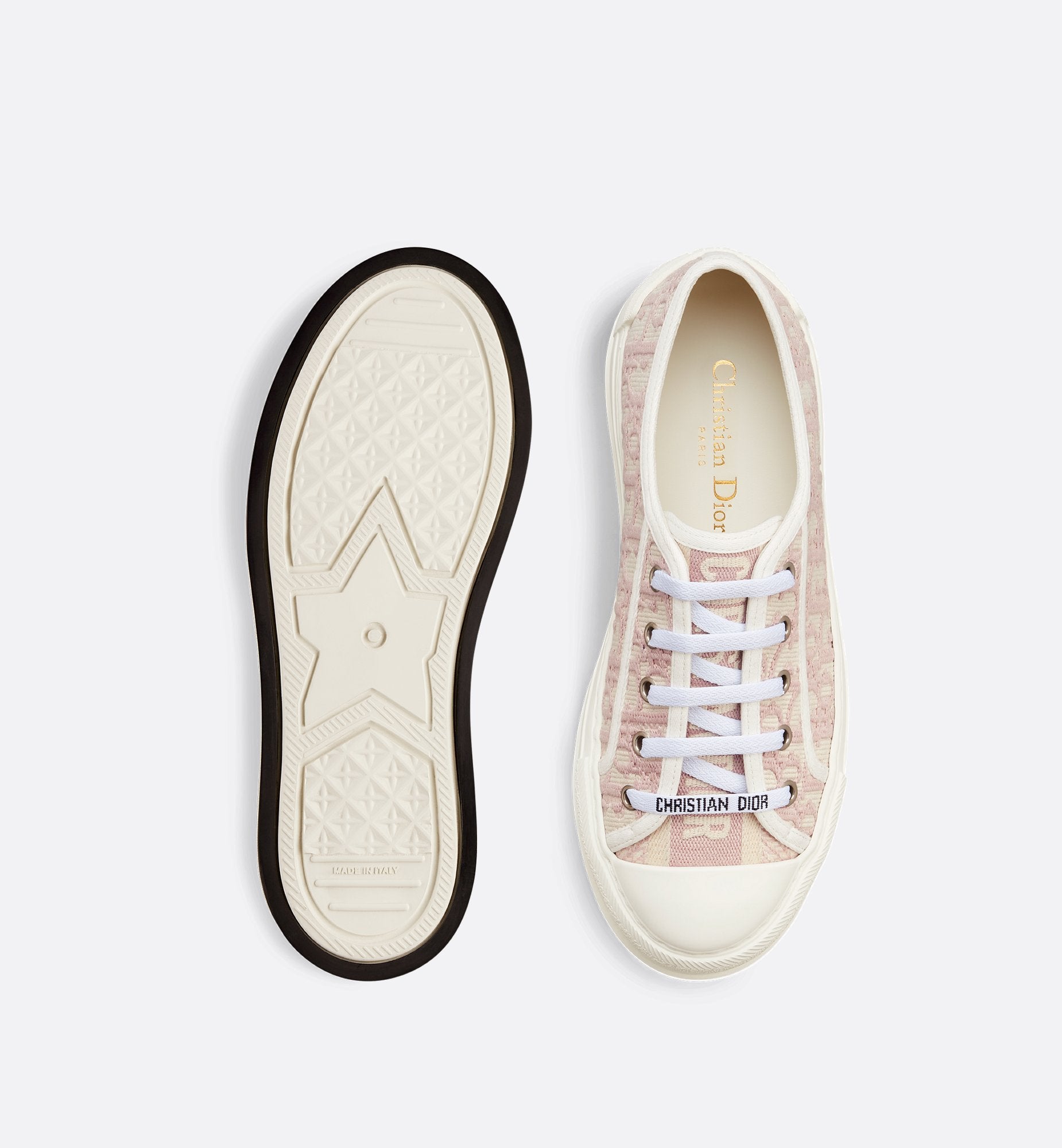 Walk N Dior Platform Sneaker Nude Oblique Embroidered Cotton