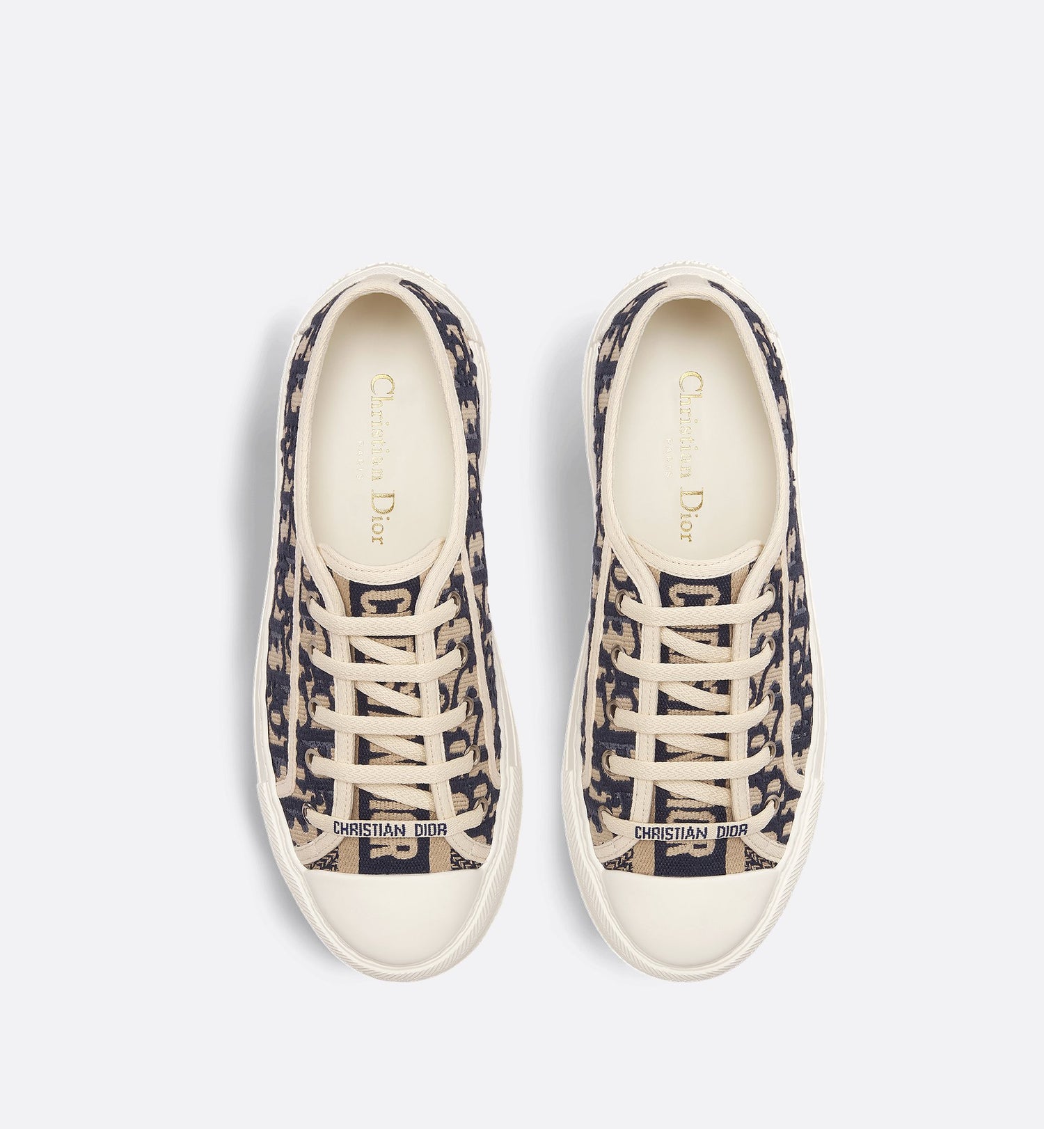 Walk N Dior Platform Sneaker Deep Blue Oblique Embroidered Cotton