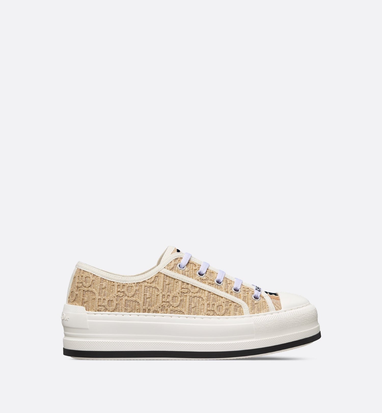 Walk N Dior Platform Sneaker Natural Raffia Effect Cotton Embroidered With Dior Oblique Motif