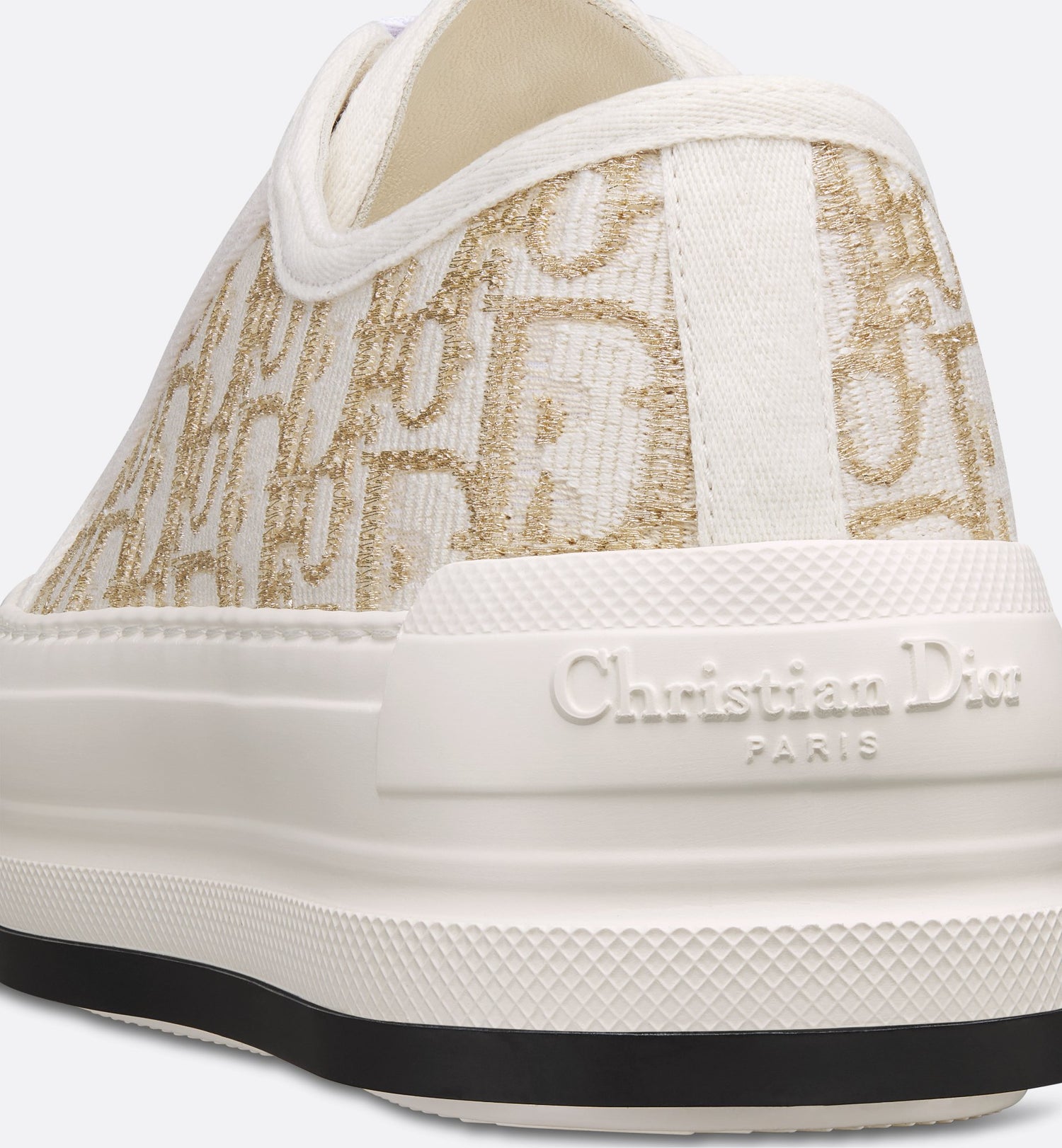 Walk N Dior Platform Sneaker Gold Tone Dior Oblique Cotton With Metallic Thread Embroidery