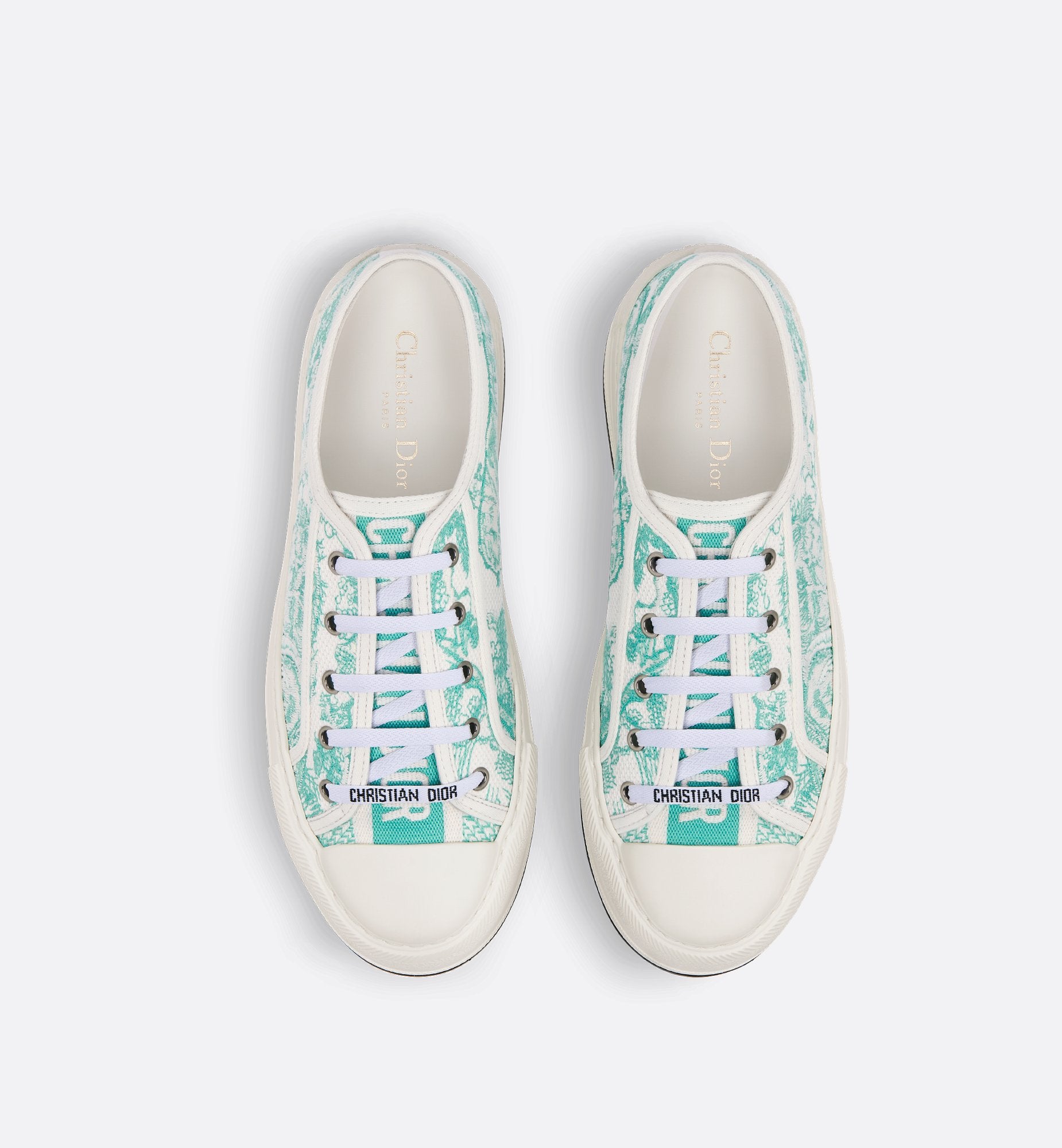 Dioriviera Walk N Dior Platform Sneaker Cotton Embroidered With Aquamarina Toile De Jouy Sauvage Motif