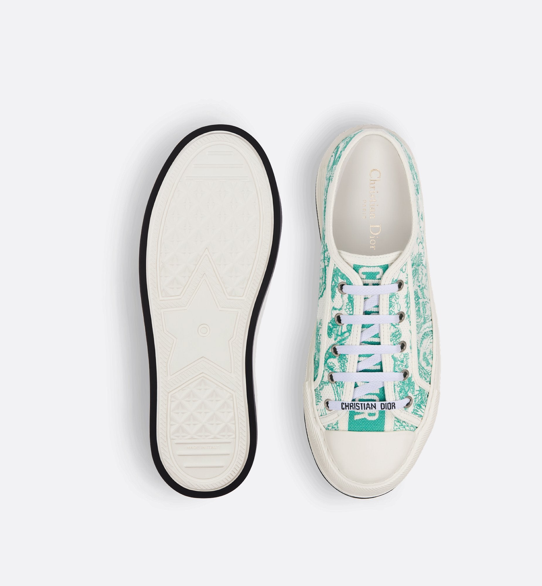 Dioriviera Walk N Dior Platform Sneaker Cotton Embroidered With Aquamarina Toile De Jouy Sauvage Motif