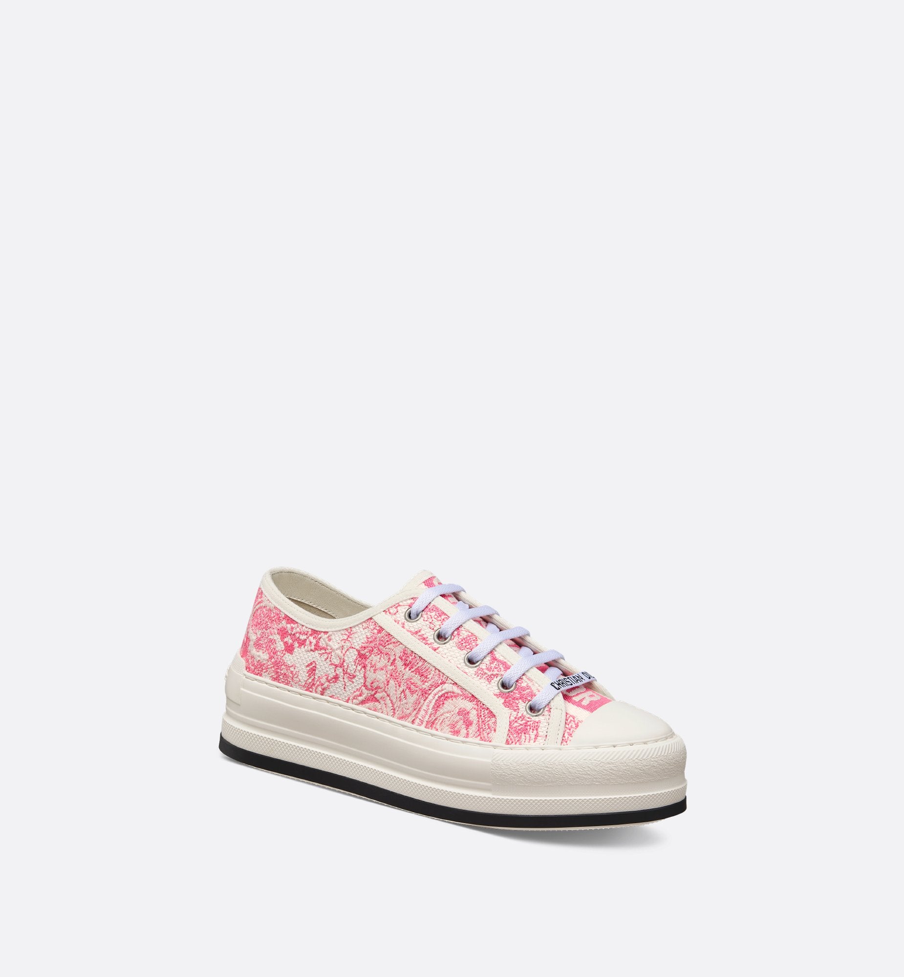 Dioriviera Walk N Dior Platform Sneaker Cotton Embroidered With Candy Pink Toile De Jouy Sauvage Motif