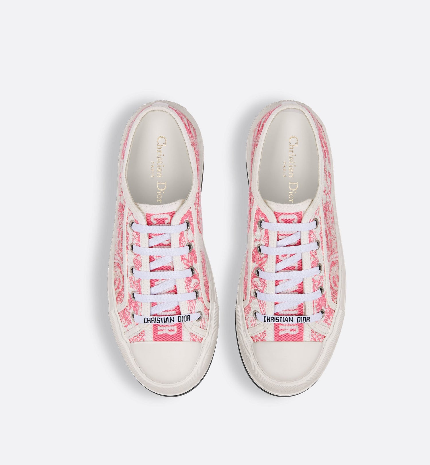 Dioriviera Walk N Dior Platform Sneaker Cotton Embroidered With Candy Pink Toile De Jouy Sauvage Motif