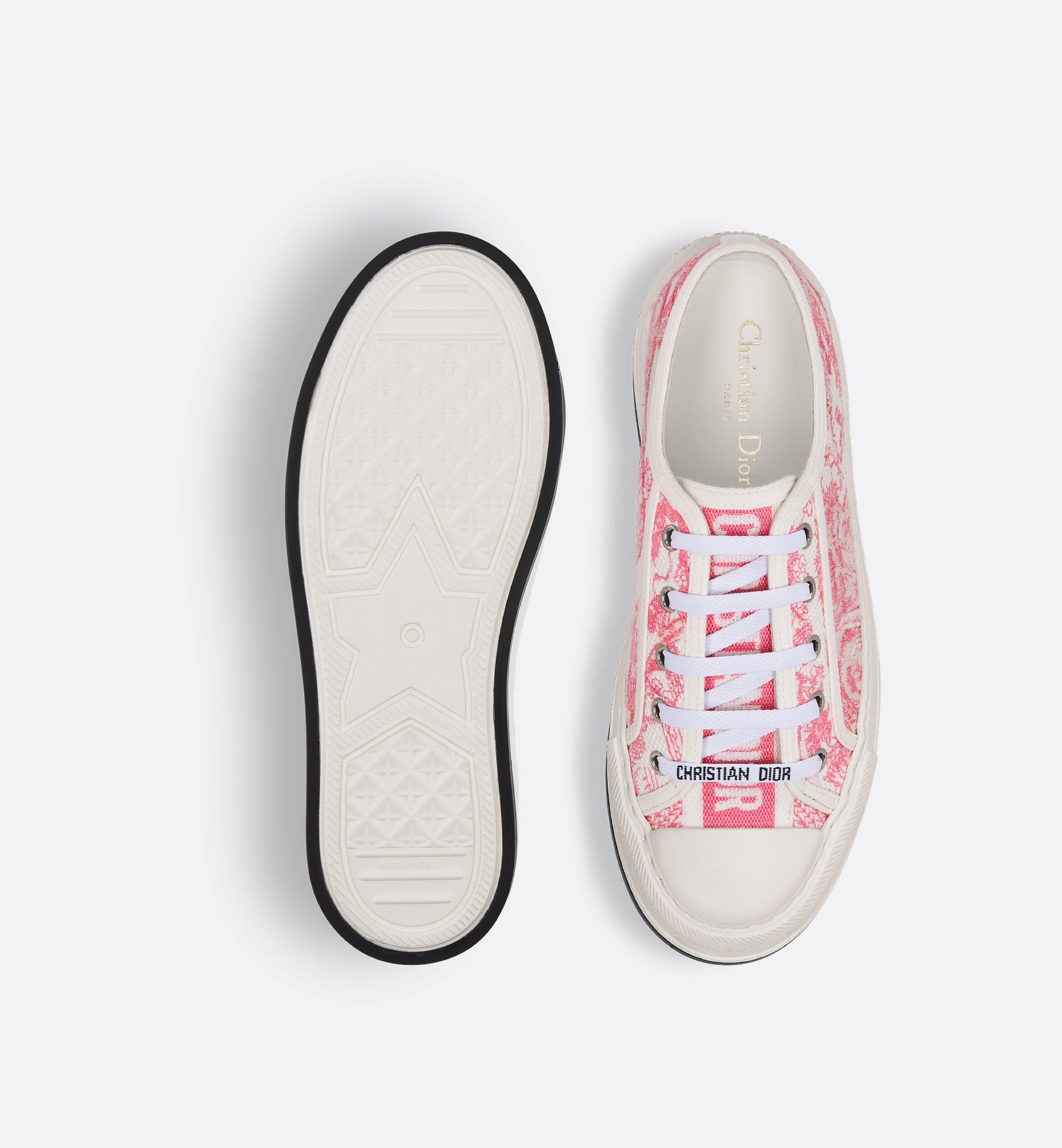 Dioriviera Walk N Dior Platform Sneaker Cotton Embroidered With Candy Pink Toile De Jouy Sauvage Motif