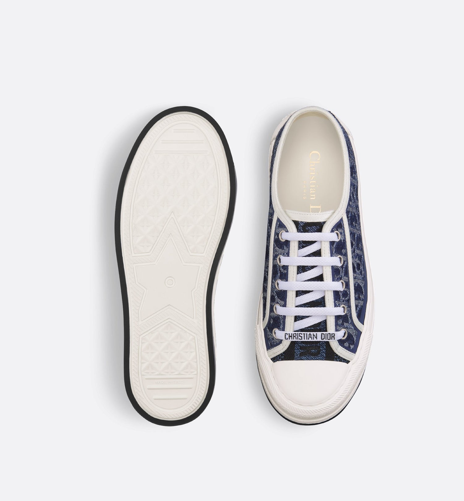 Walk N Dior Platform Sneaker Blue Stonewashed Effect Cotton Denim Embroidered With Dior Oblique Motif