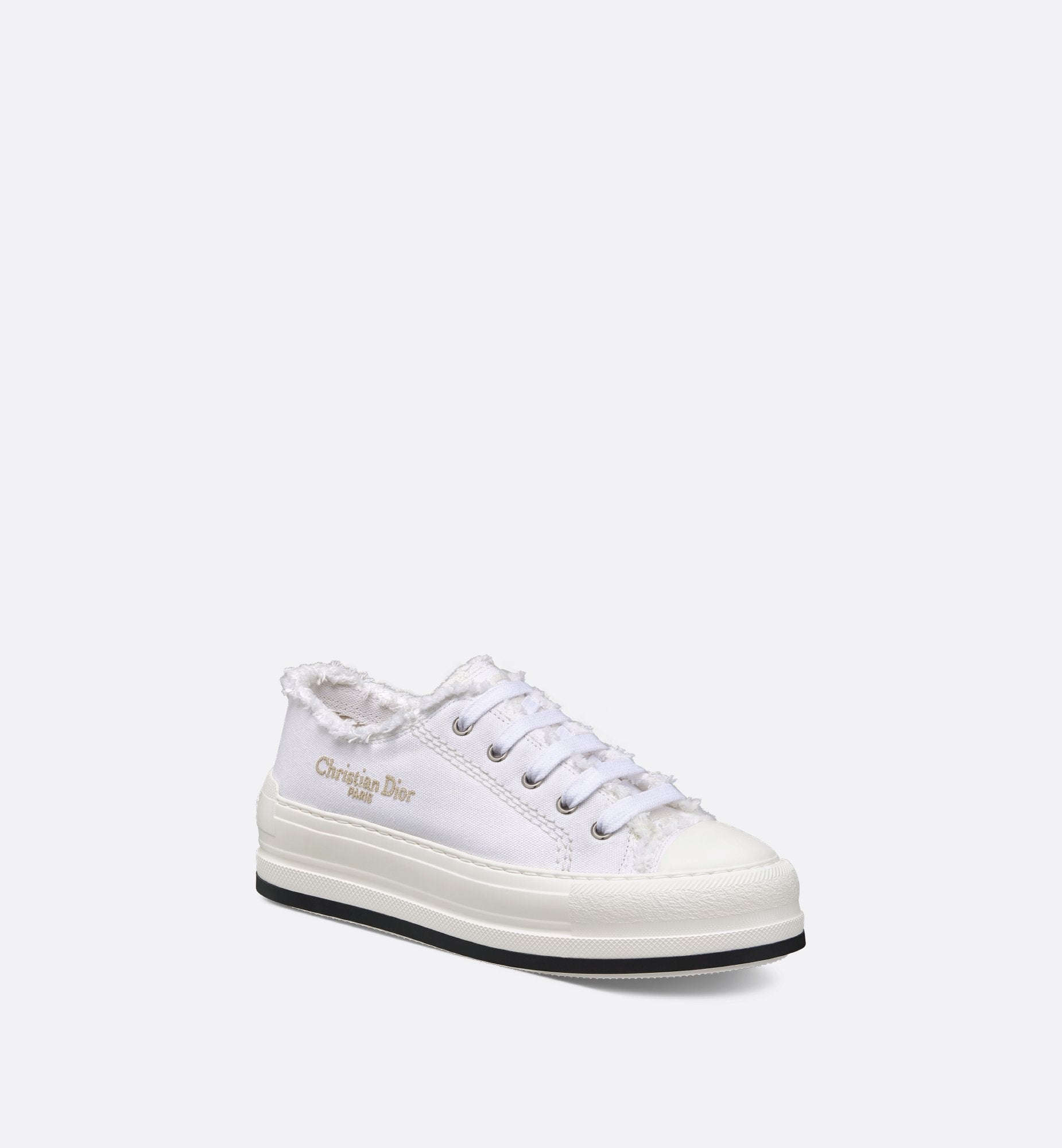 Dioriviera Walk N Dior Platform Sneaker White Fringed And Embroidered Cotton Canvas