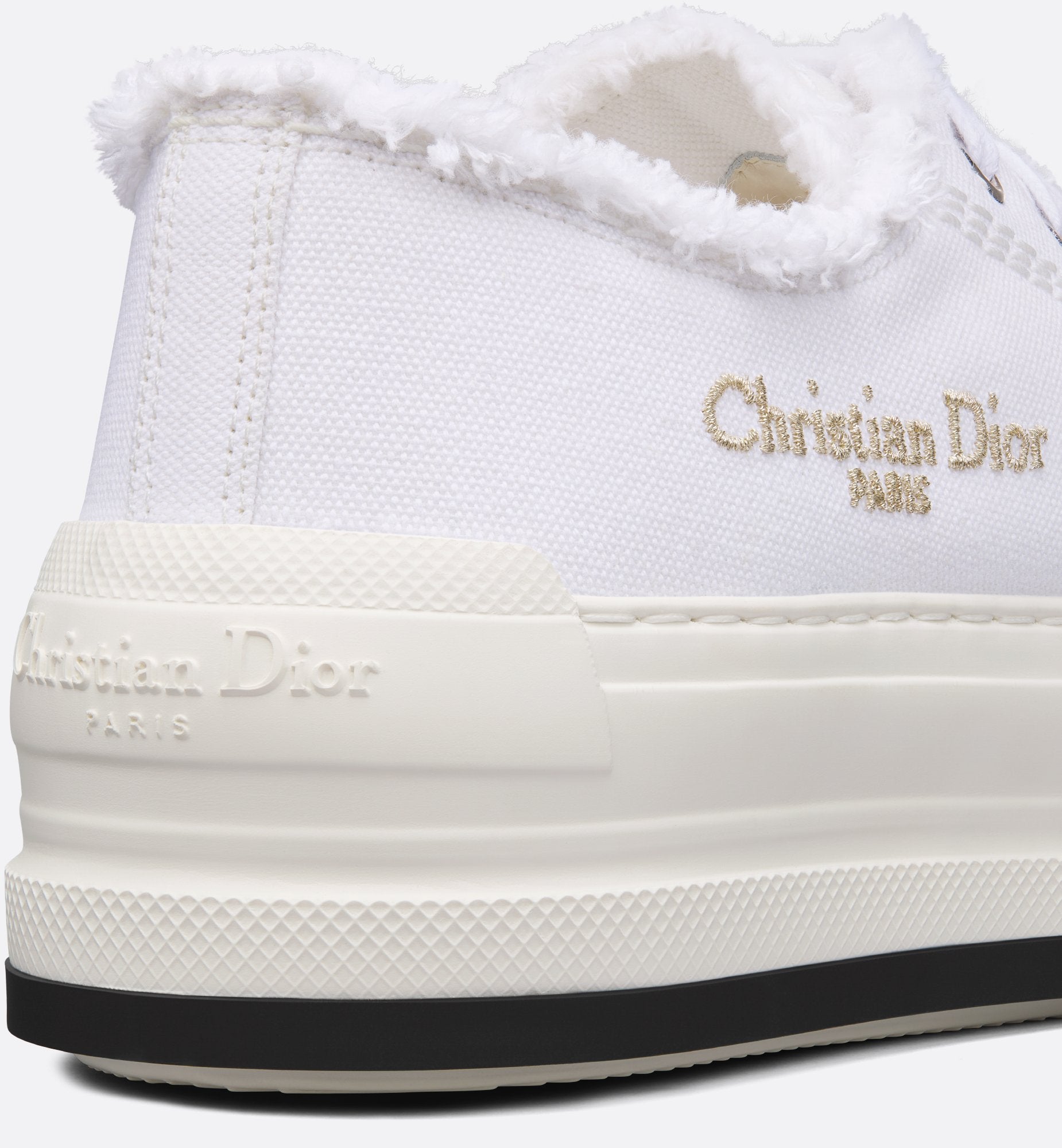 Dioriviera Walk N Dior Platform Sneaker White Fringed And Embroidered Cotton Canvas