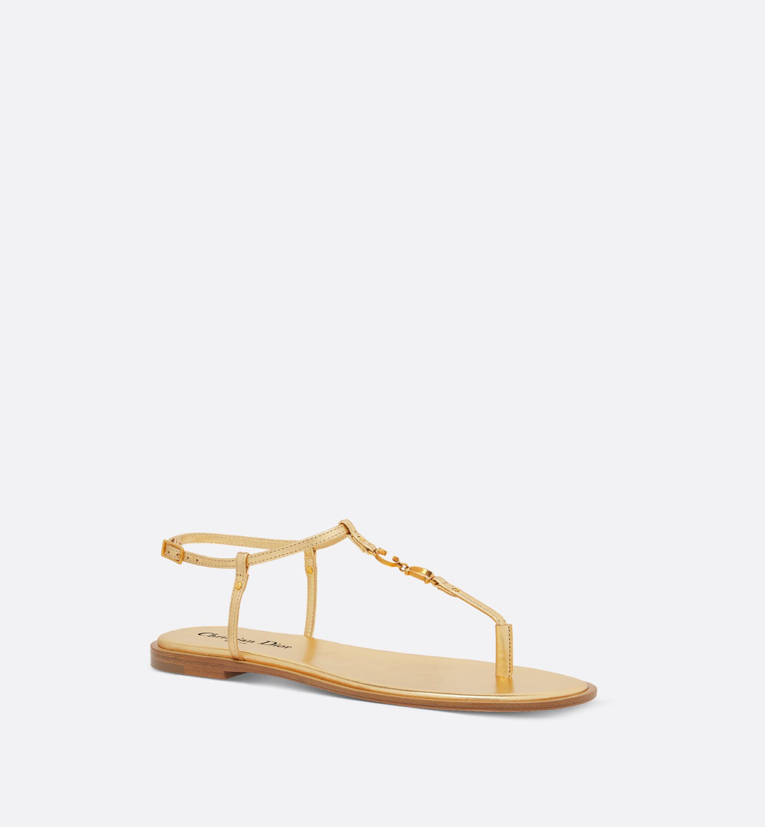 C Est Dior Thong Sandal Gold Tone Laminated Calfskin