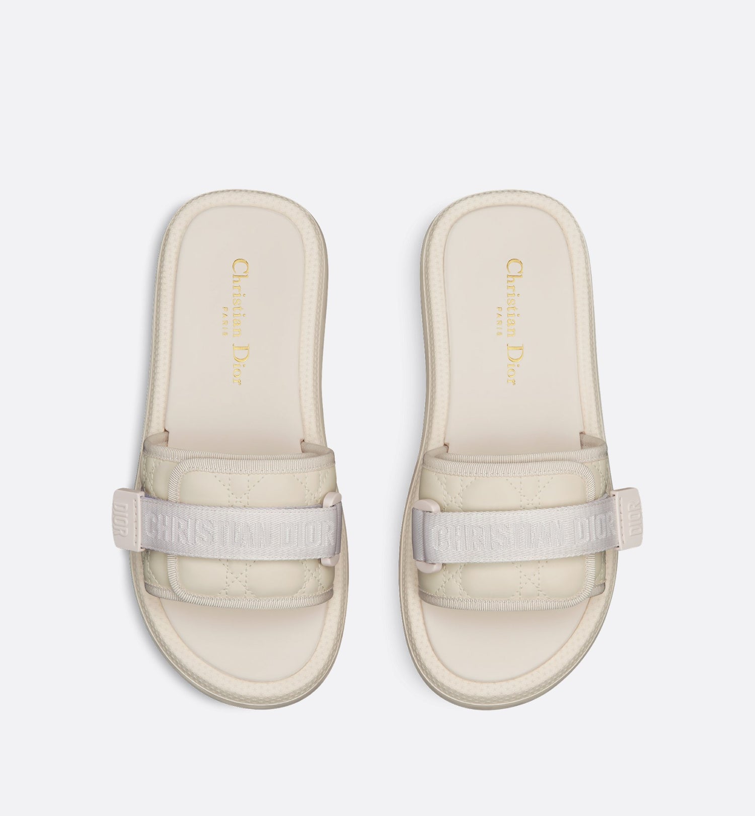 Dioriviera Dio(R)Evolution Slide White Quilted Cannage Leather-Effect Fabric