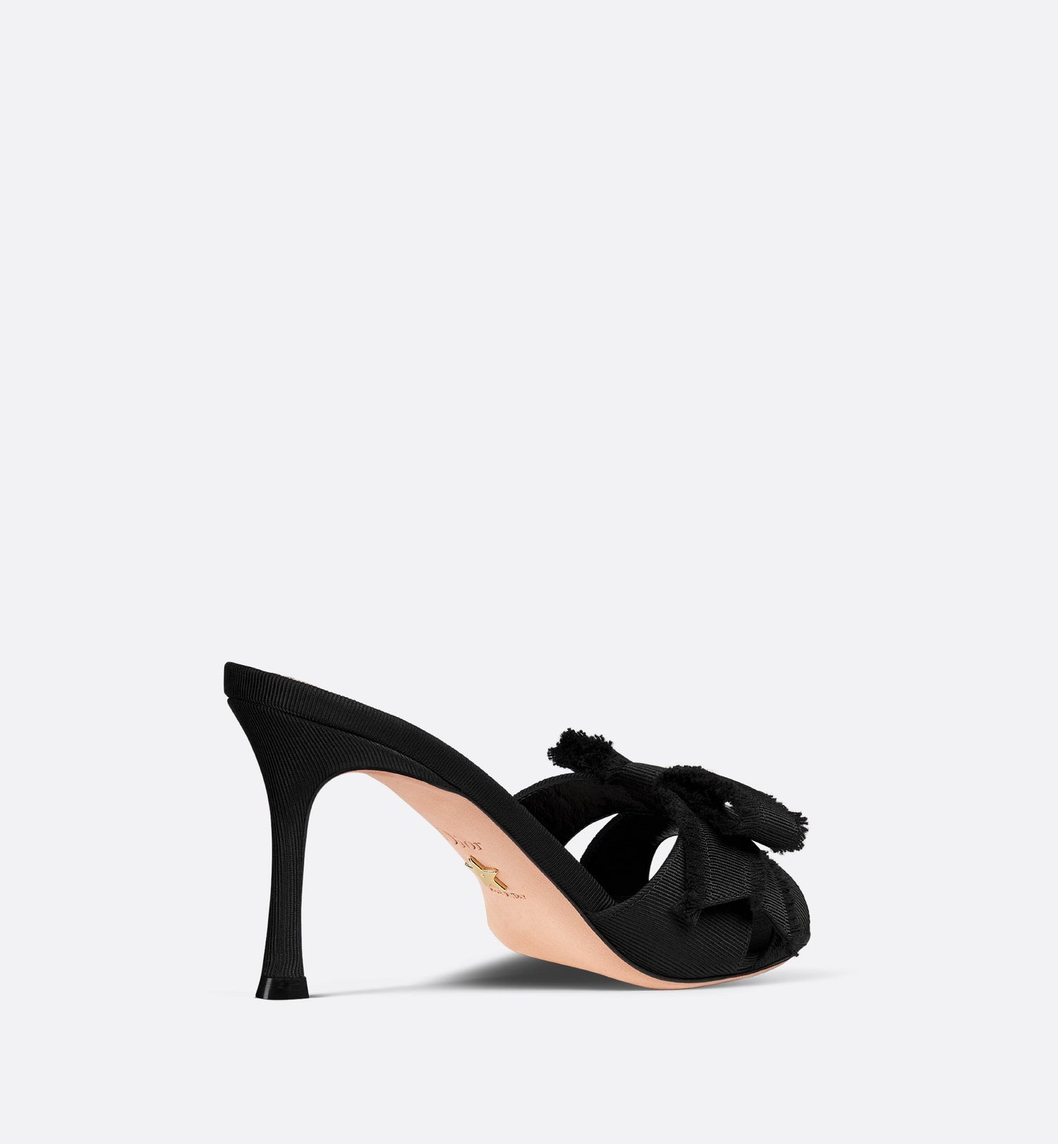 Adiorable Heeled Slide Black Fringed Grosgrain