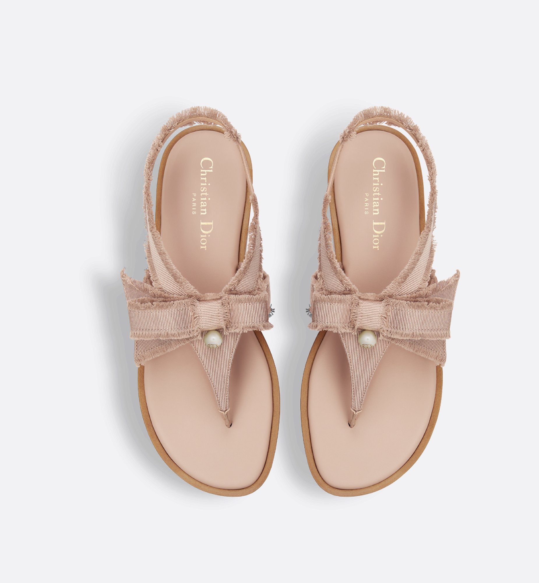 Adiorable Thong Sandal Nude Fringed Grosgrain