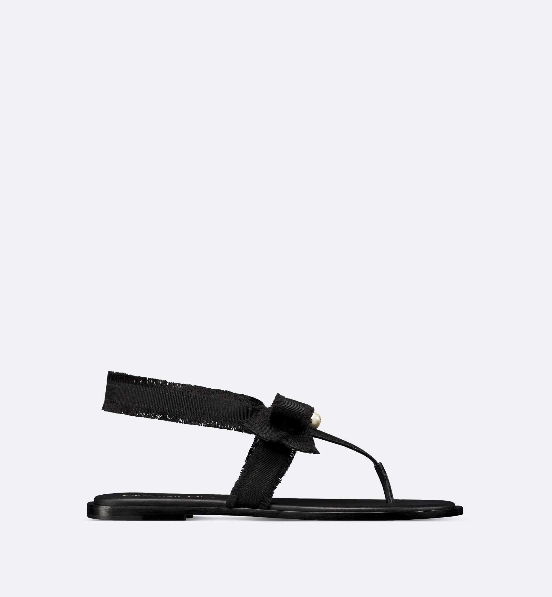 Adiorable Thong Sandal Black Fringed Grosgrain