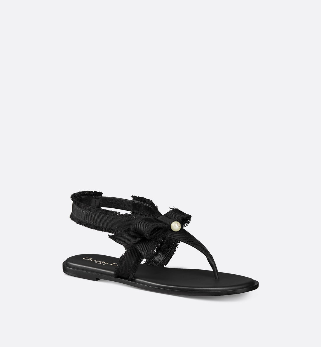 Adiorable Thong Sandal Black Fringed Grosgrain