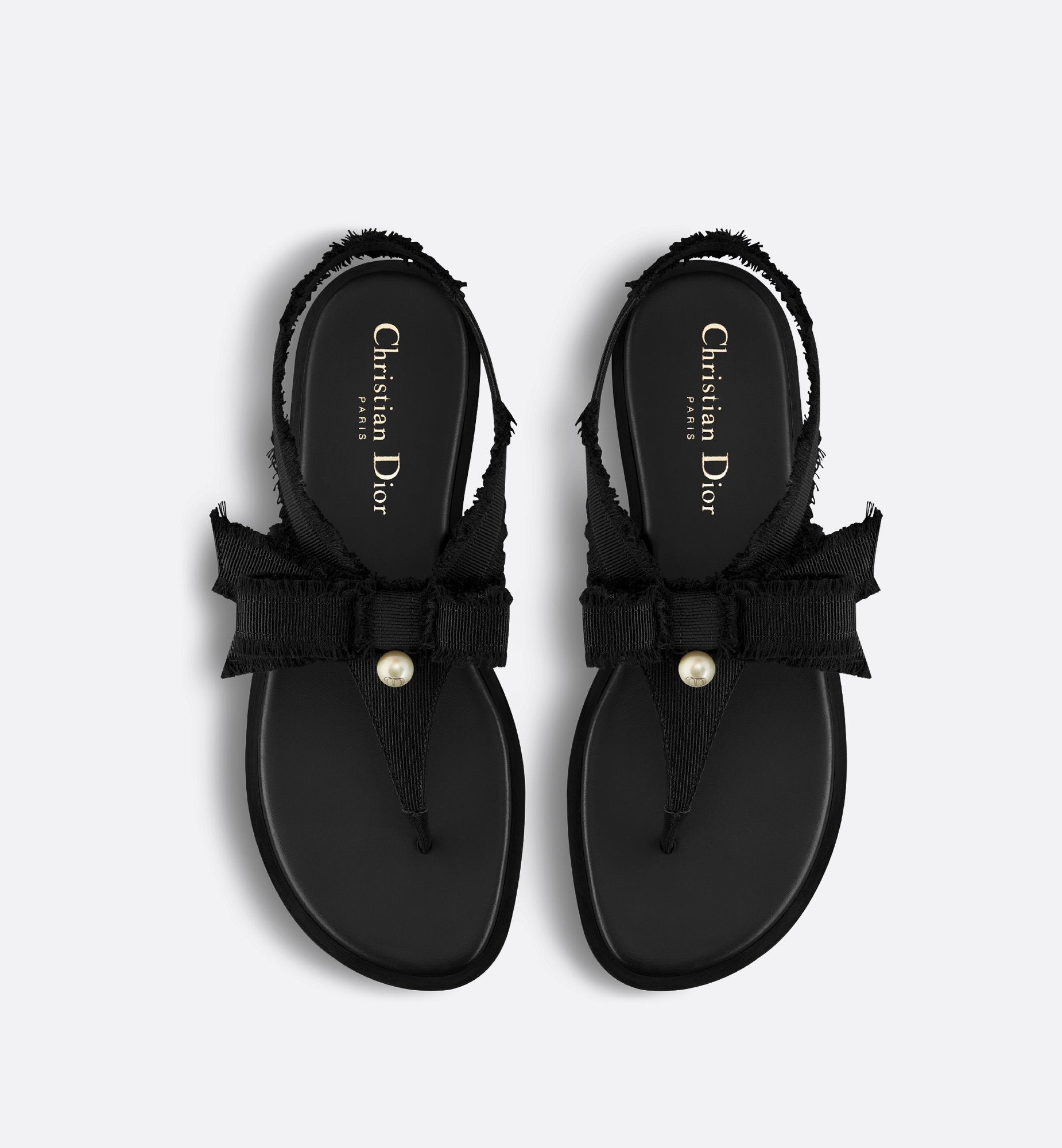 Adiorable Thong Sandal Black Fringed Grosgrain