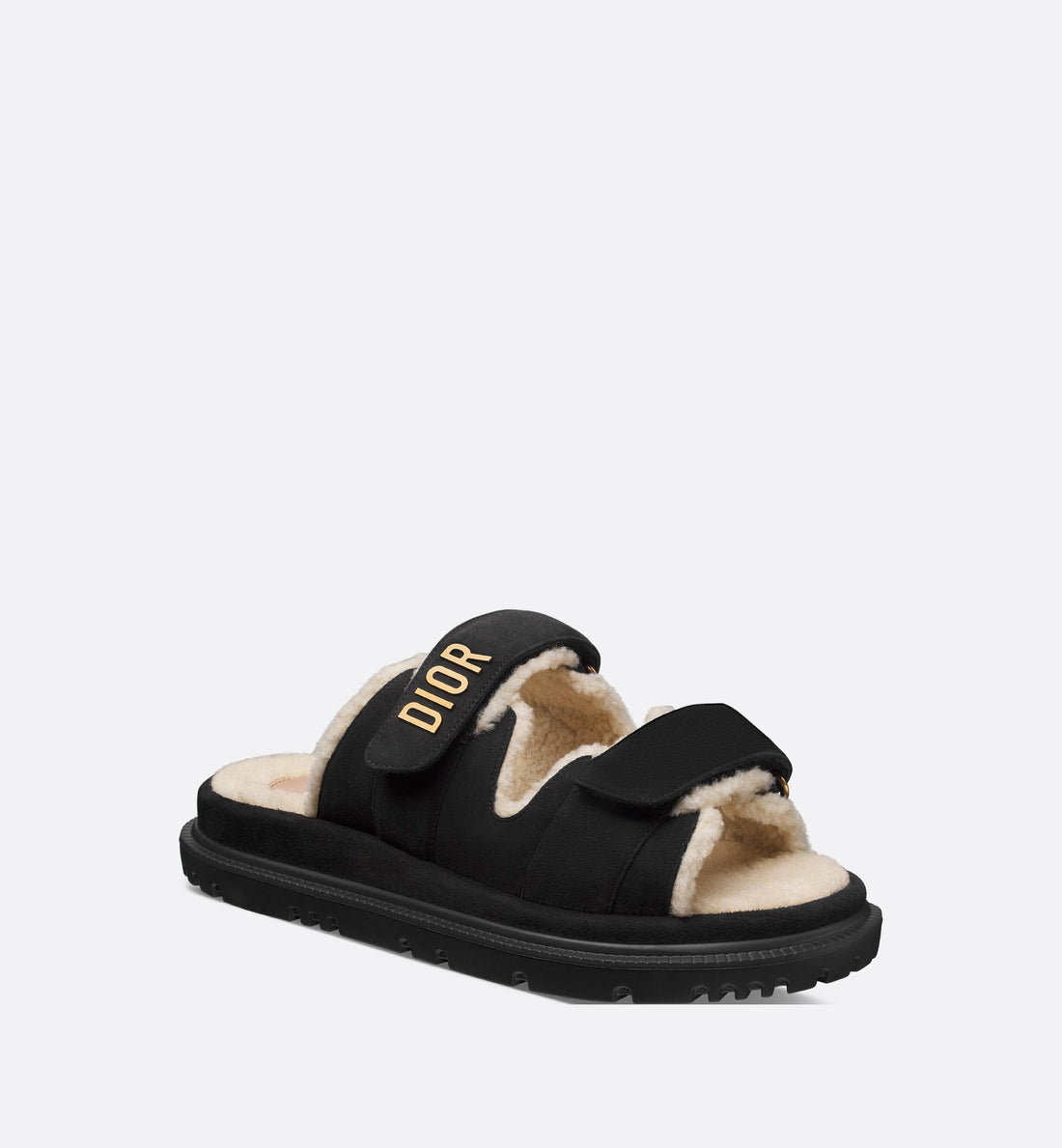 Dioract Slide Black Suede Goatskin