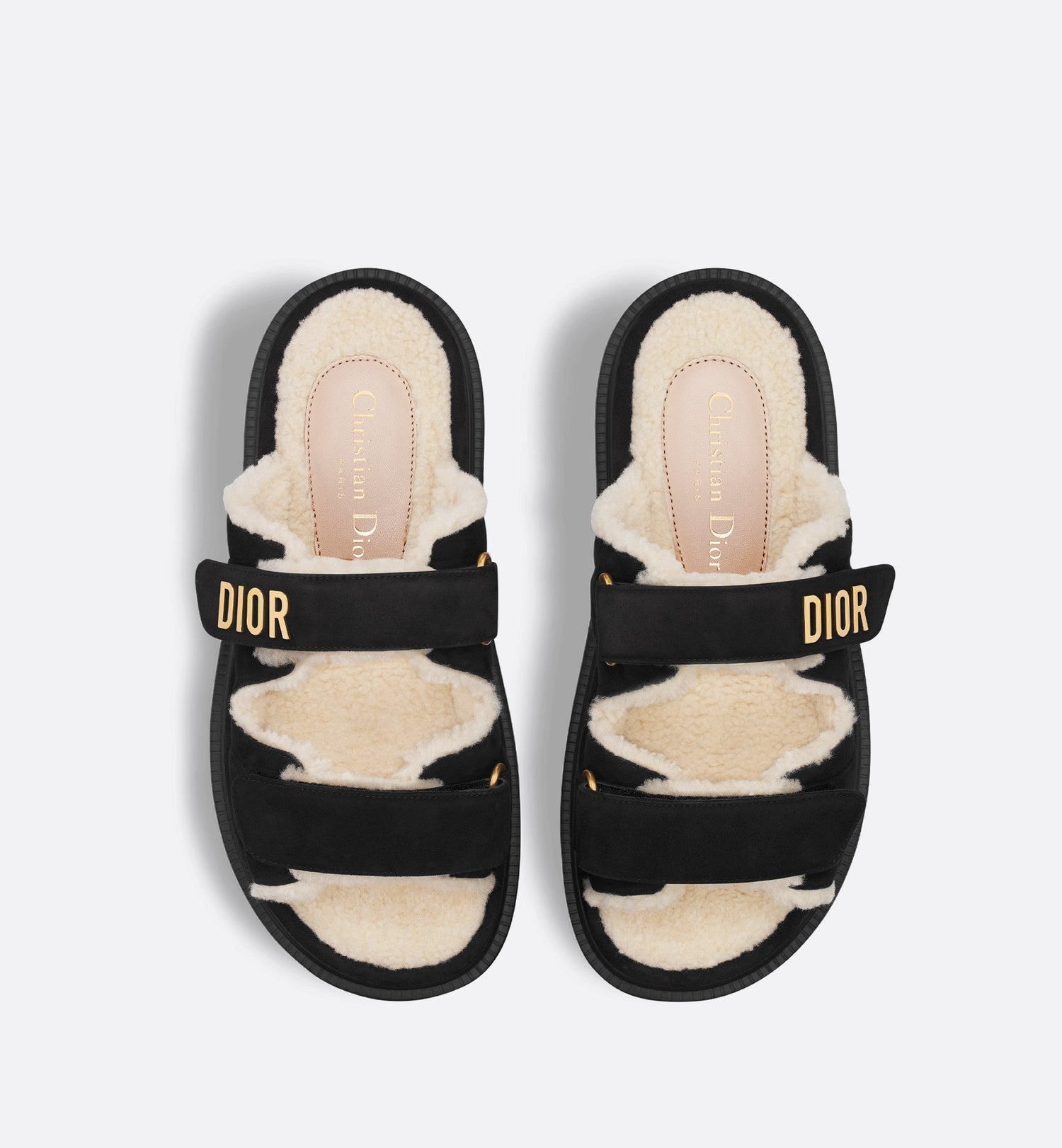 Dioract Slide Black Suede Goatskin