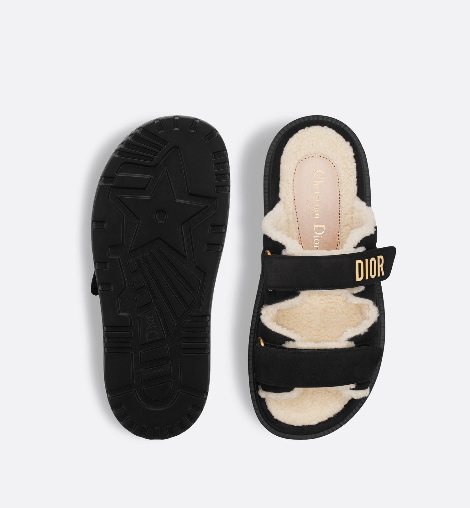 Dioract Slide Black Suede Goatskin