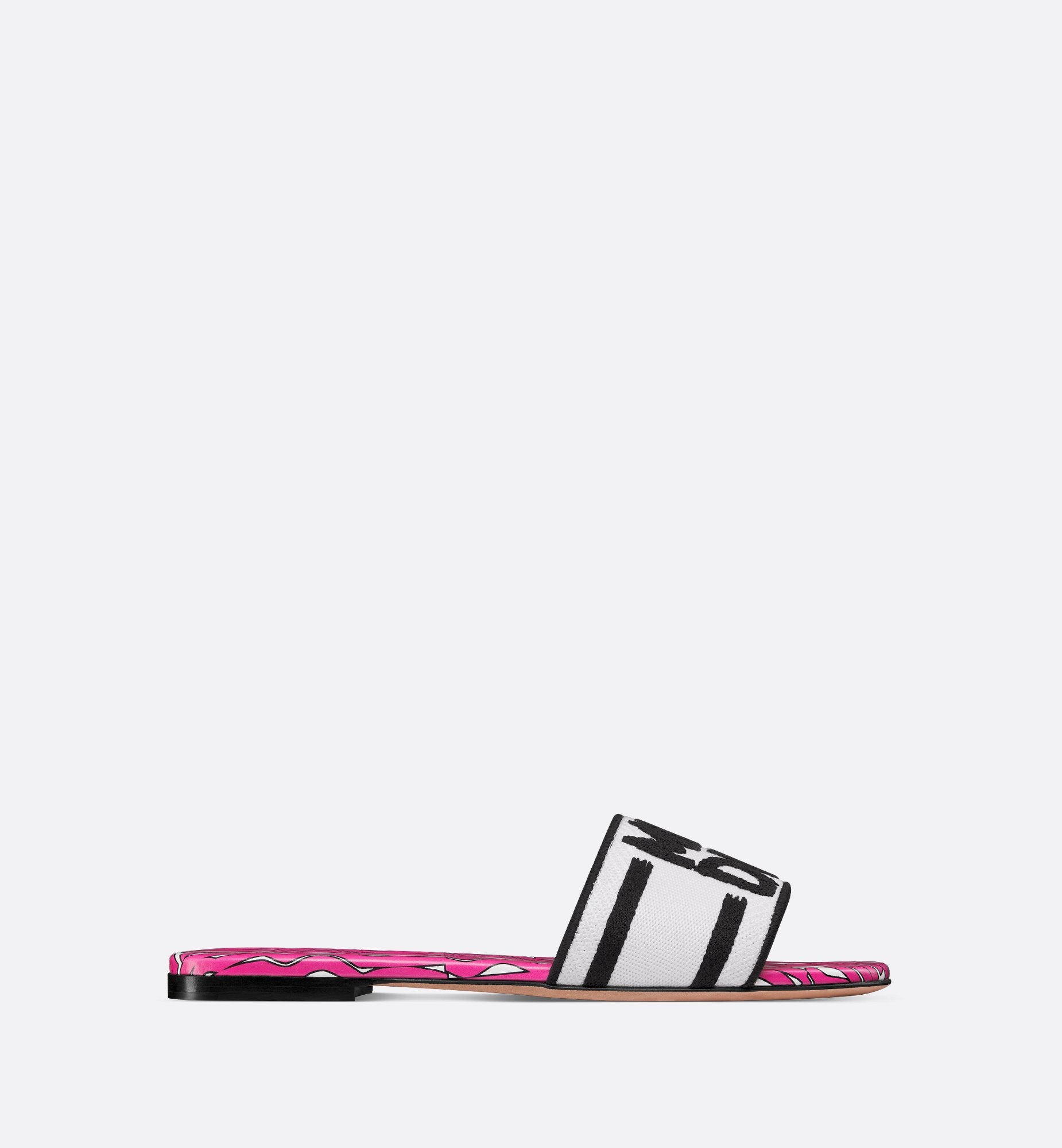 Dway Slide Embroidered Cotton And Fuchsia Miss Dior Allover Motif