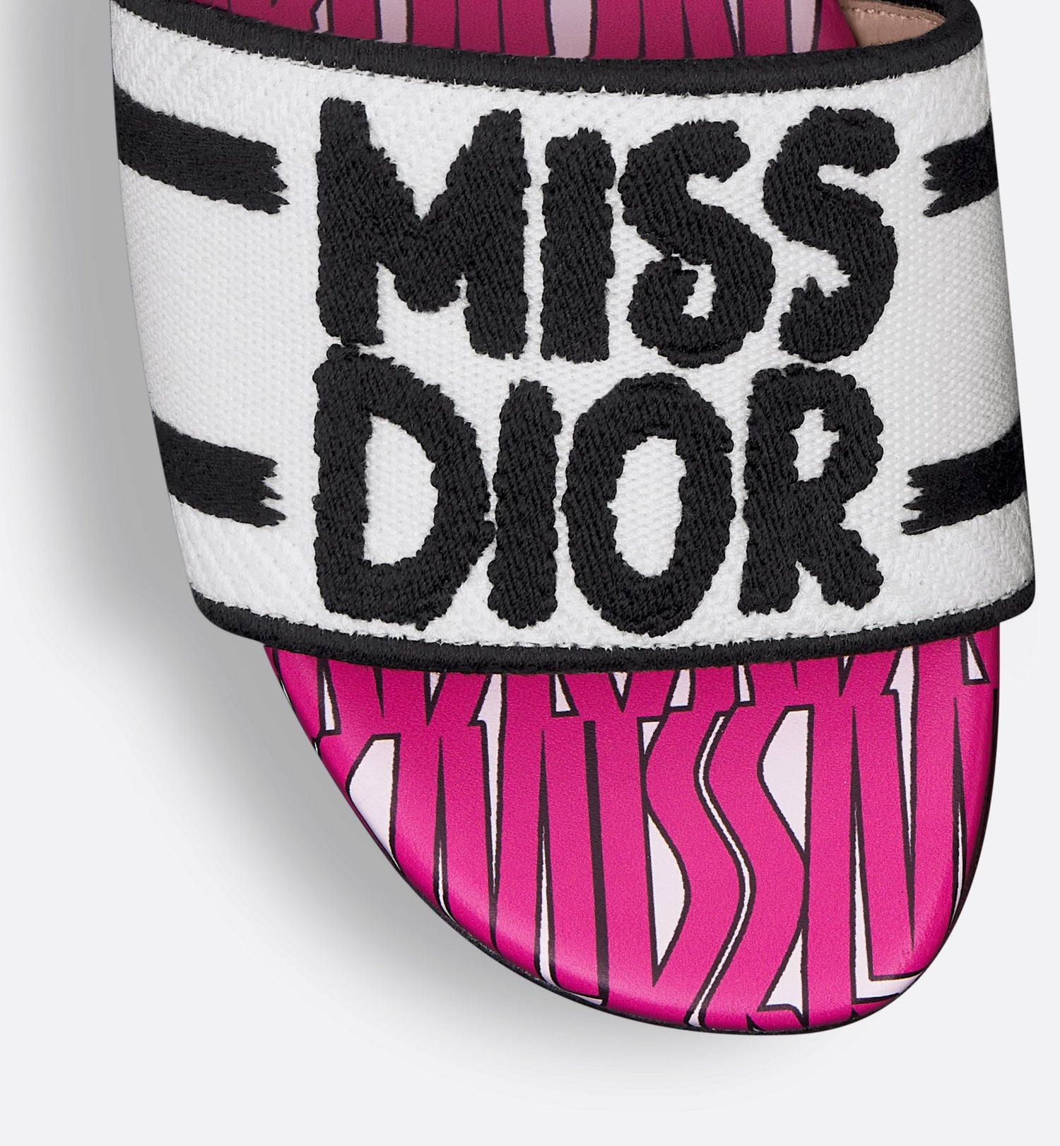 Dway Slide Embroidered Cotton And Fuchsia Miss Dior Allover Motif