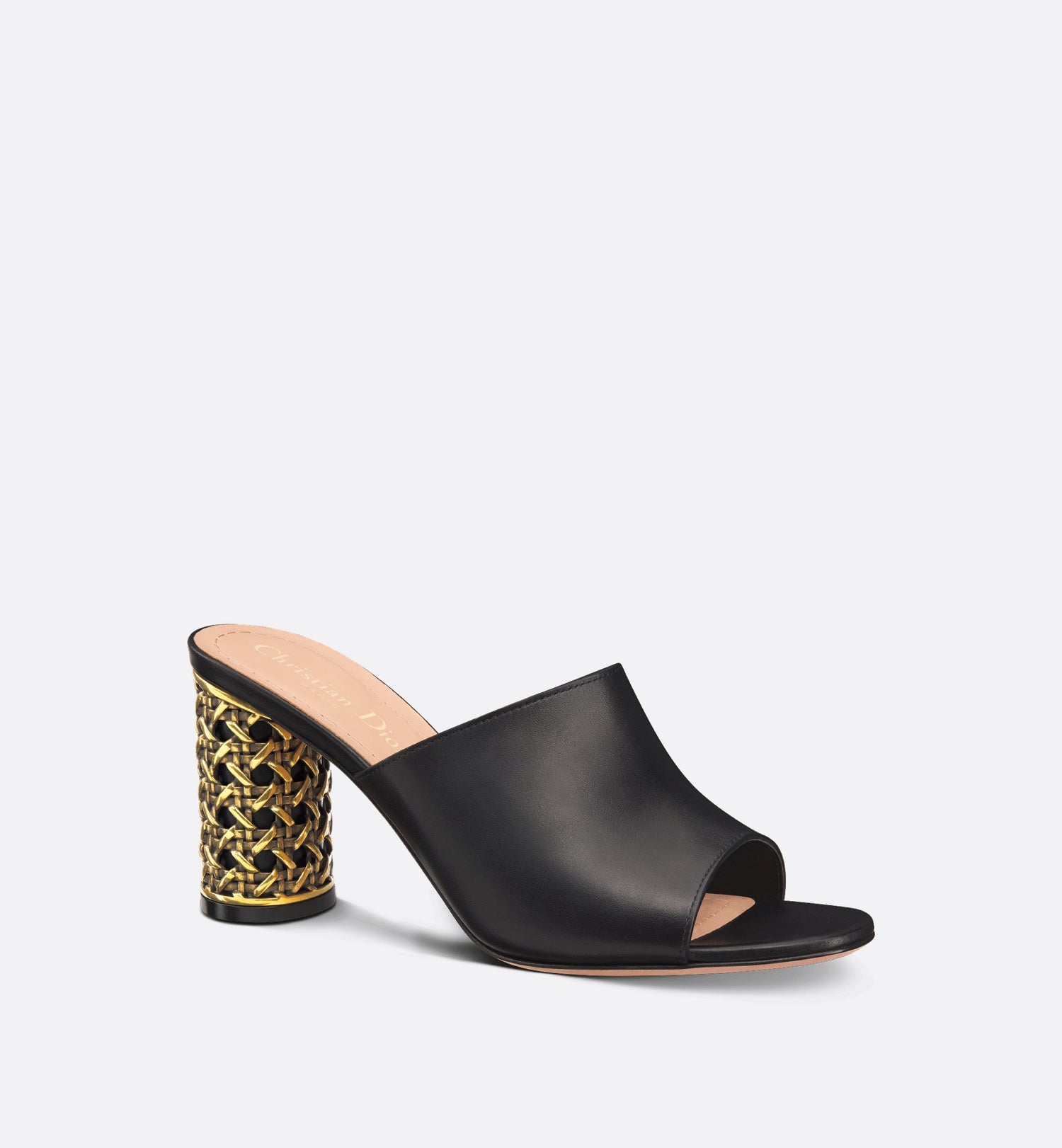 Icon Heeled Slide Black Calfskin