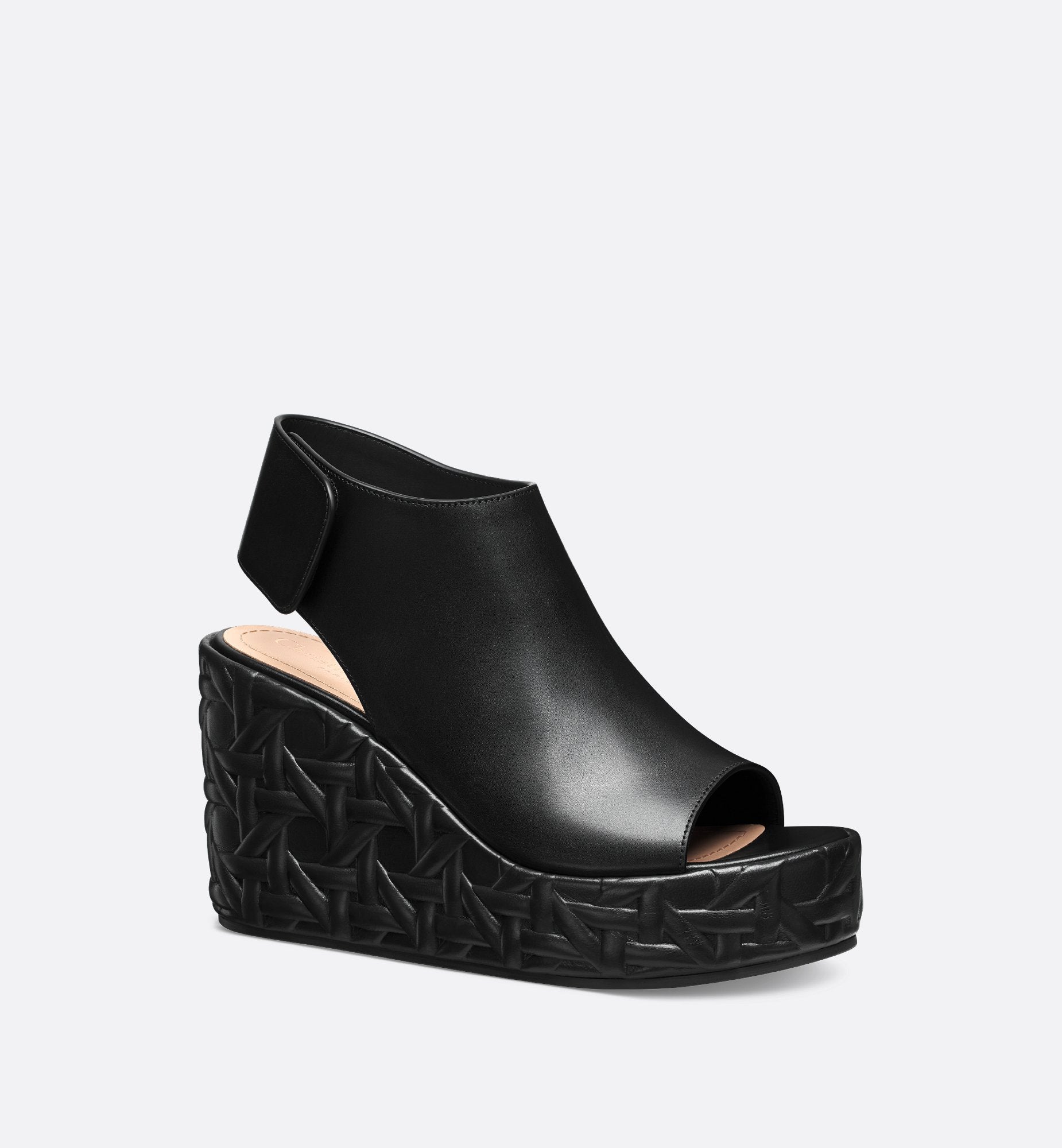 Attitude Dior Wedge Sandal Black Calfskin