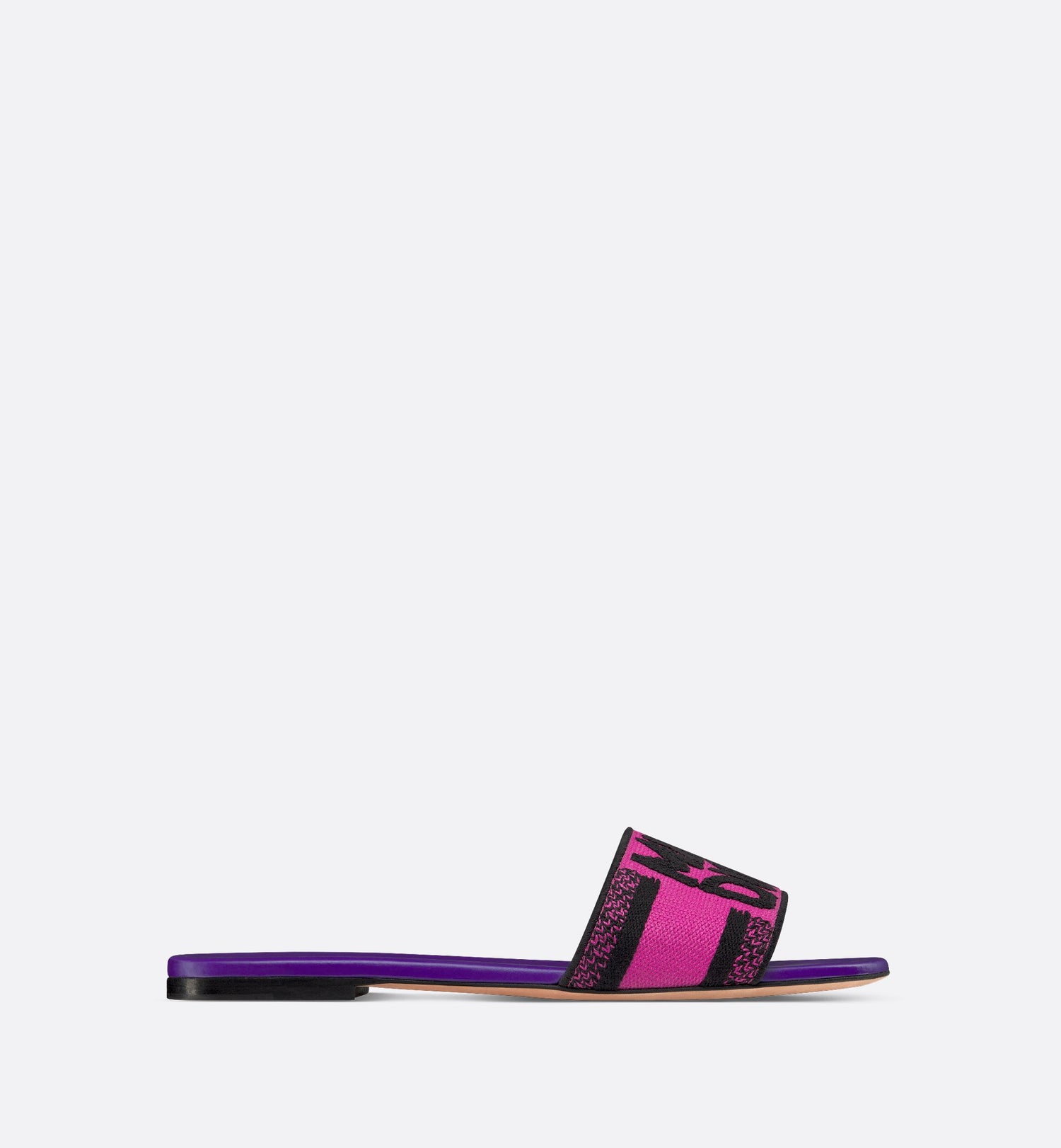 Dway Slide Fuchsia And Black Embroidered Cotton