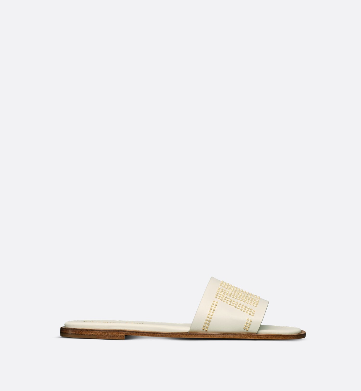 Dway Slide White Calfskin And Gold Finish Studs