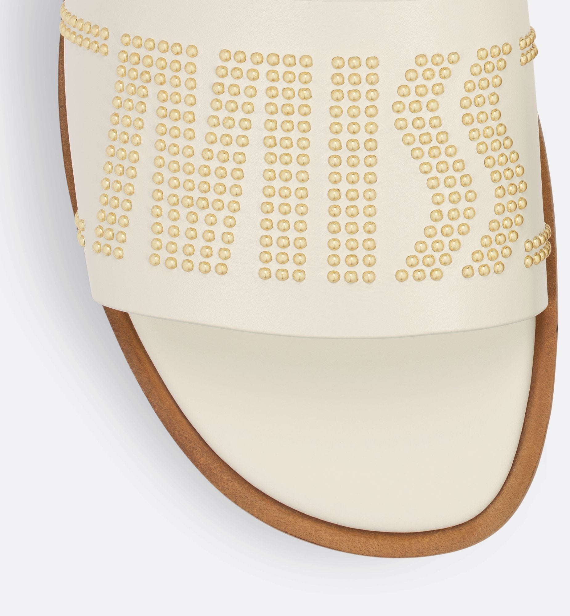 Dway Slide White Calfskin And Gold Finish Studs