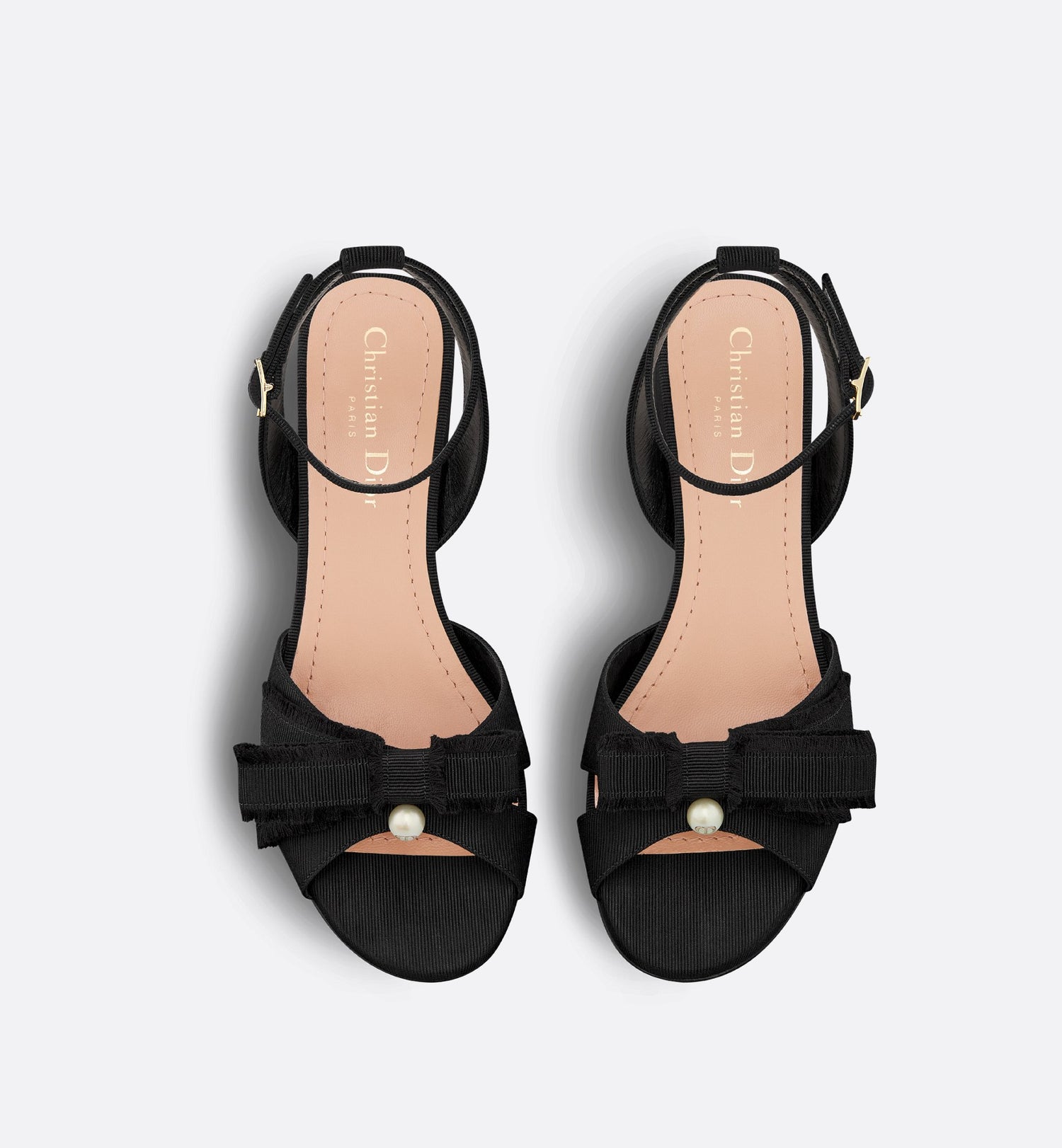 Adiorable Heeled Sandal Black Fringed Grosgrain