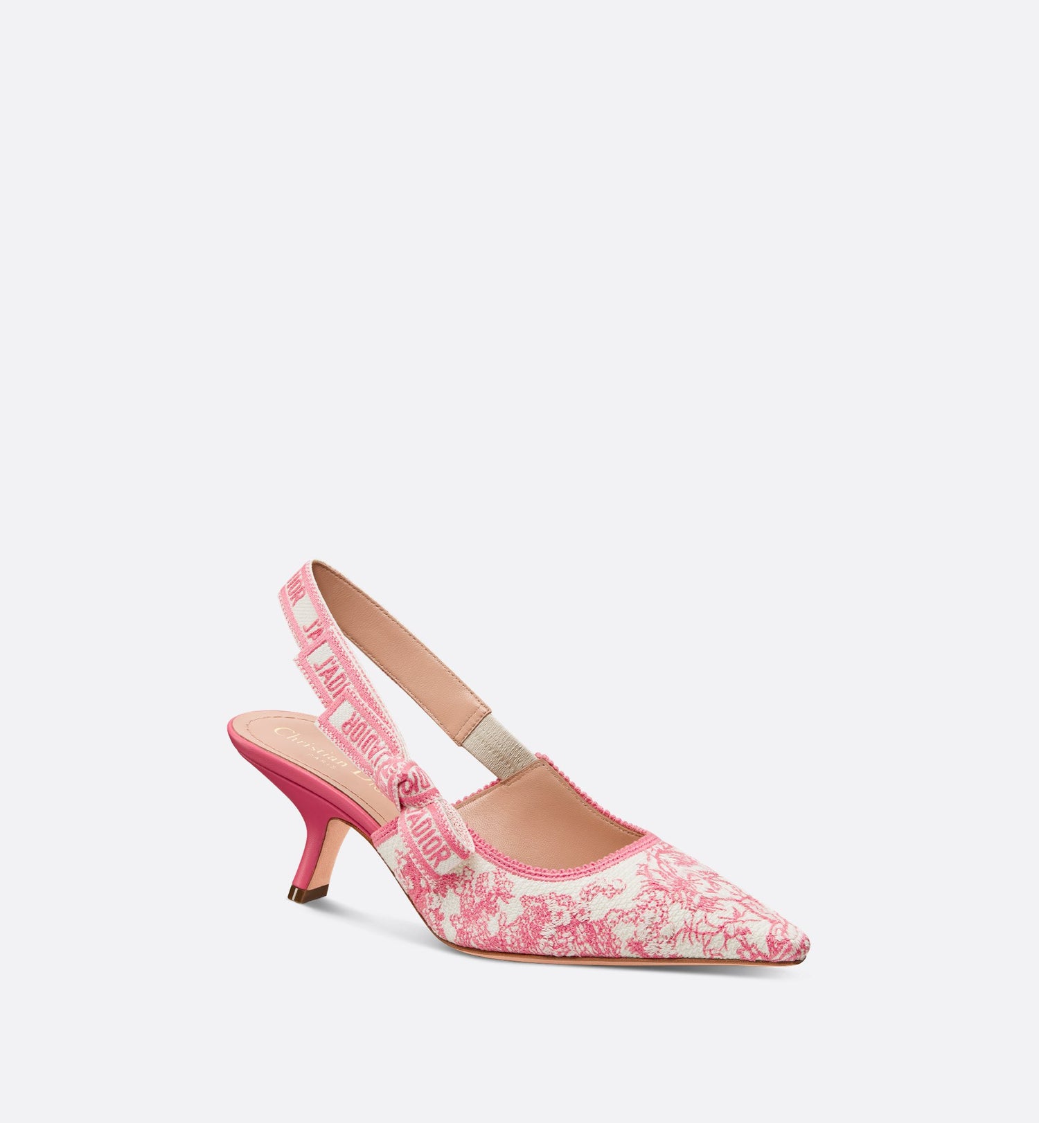 Dioriviera JAdior Slingback Pump Cotton Embroidered With Candy Pink Toile De Jouy Sauvage Motif