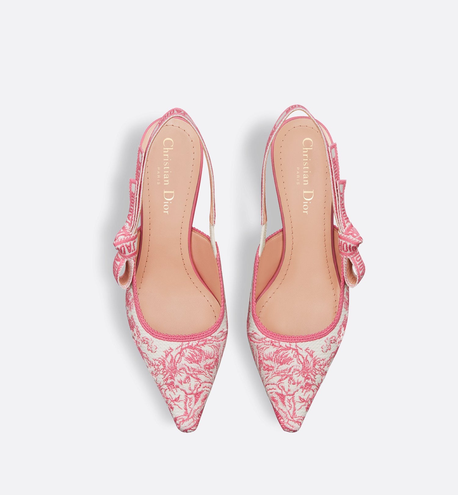 Dioriviera JAdior Slingback Pump Cotton Embroidered With Candy Pink Toile De Jouy Sauvage Motif