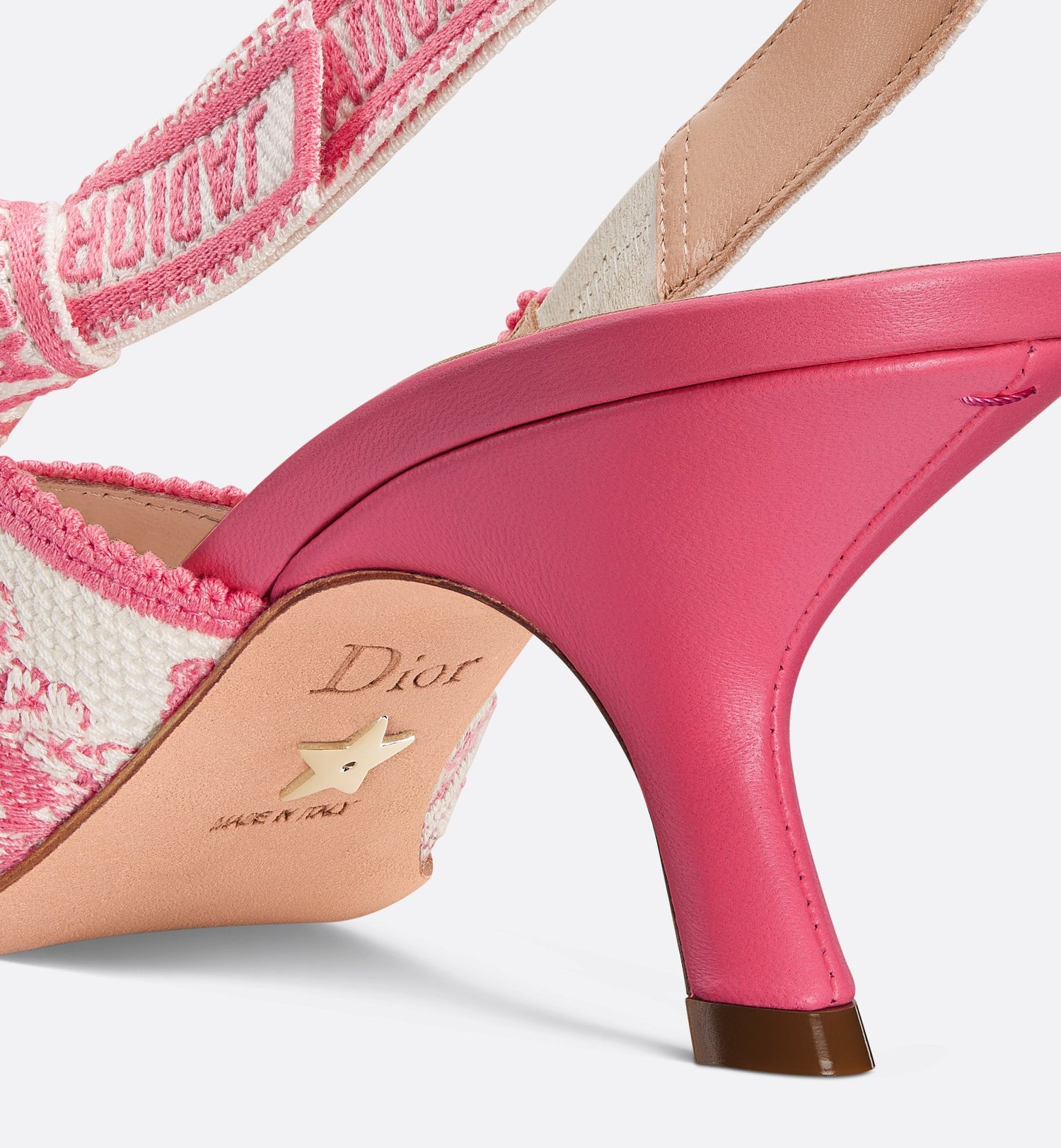 Dioriviera JAdior Slingback Pump Cotton Embroidered With Candy Pink Toile De Jouy Sauvage Motif