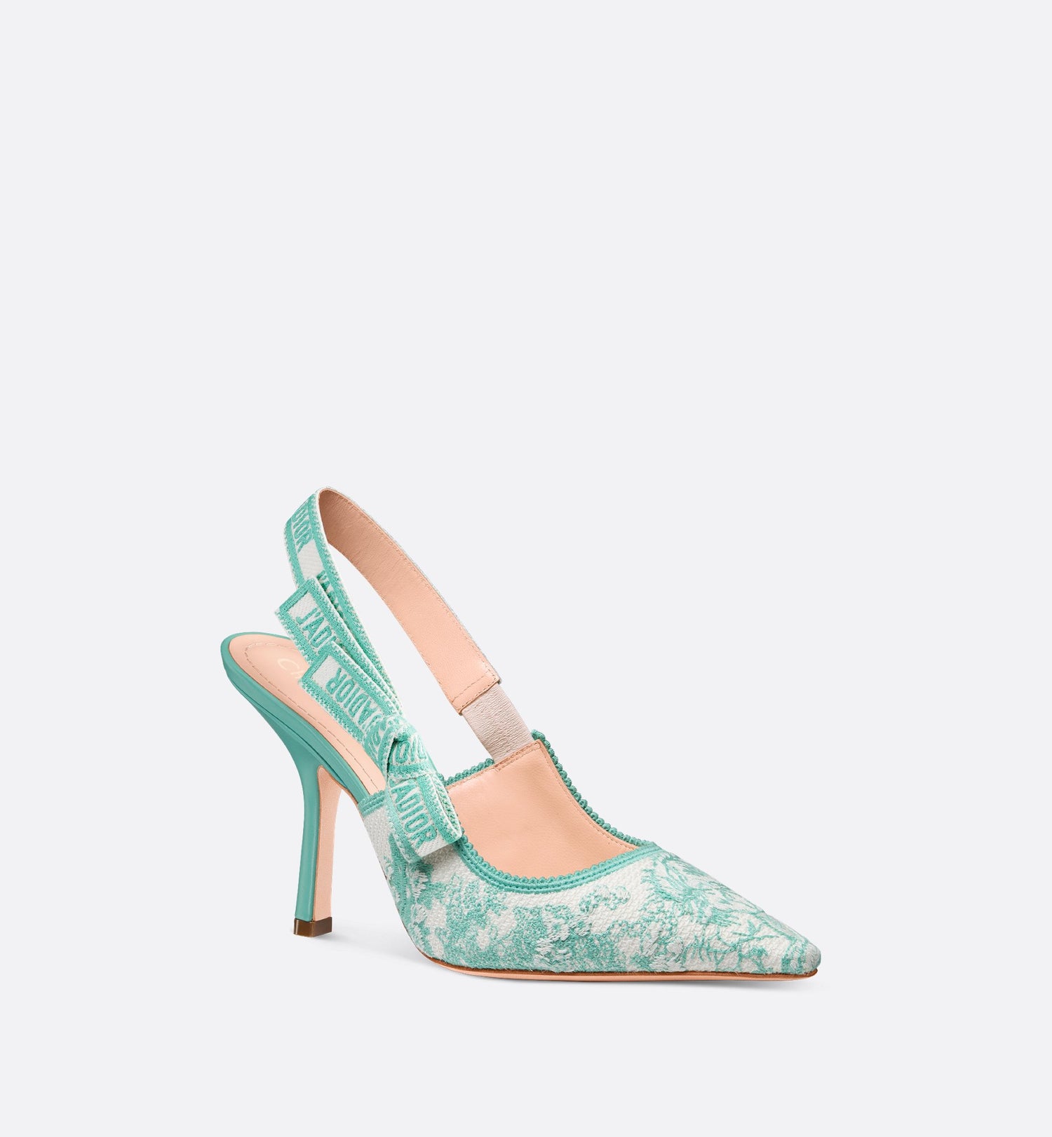 Dioriviera JAdior Slingback Pump Cotton Embroidered With Aquamarina Toile De Jouy Sauvage Motif