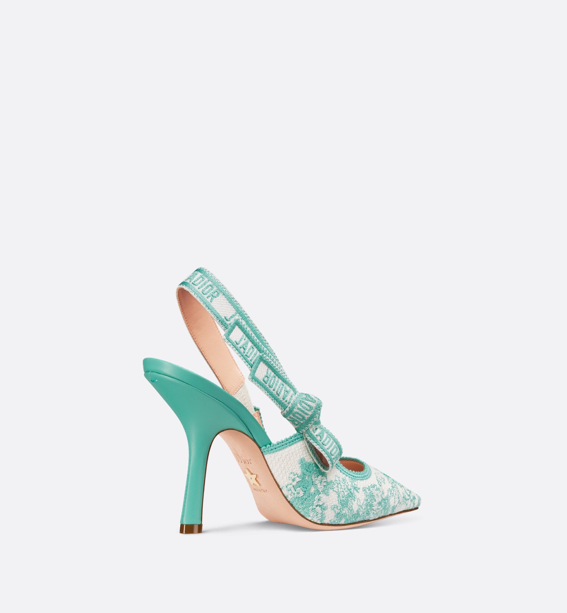 Dioriviera JAdior Slingback Pump Cotton Embroidered With Aquamarina Toile De Jouy Sauvage Motif