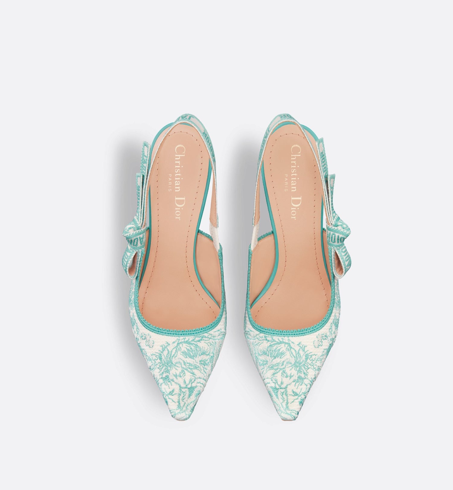 Dioriviera JAdior Slingback Pump Cotton Embroidered With Aquamarina Toile De Jouy Sauvage Motif