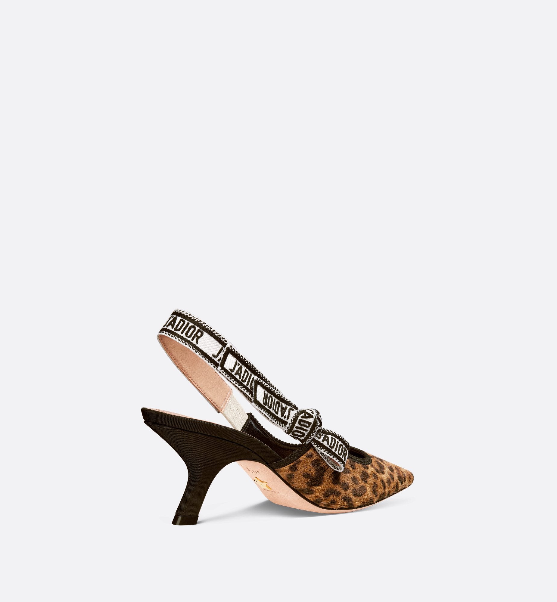 JAdior Slingback Pump Camel Pony Hair Calfskin With Brown Leopard Motif