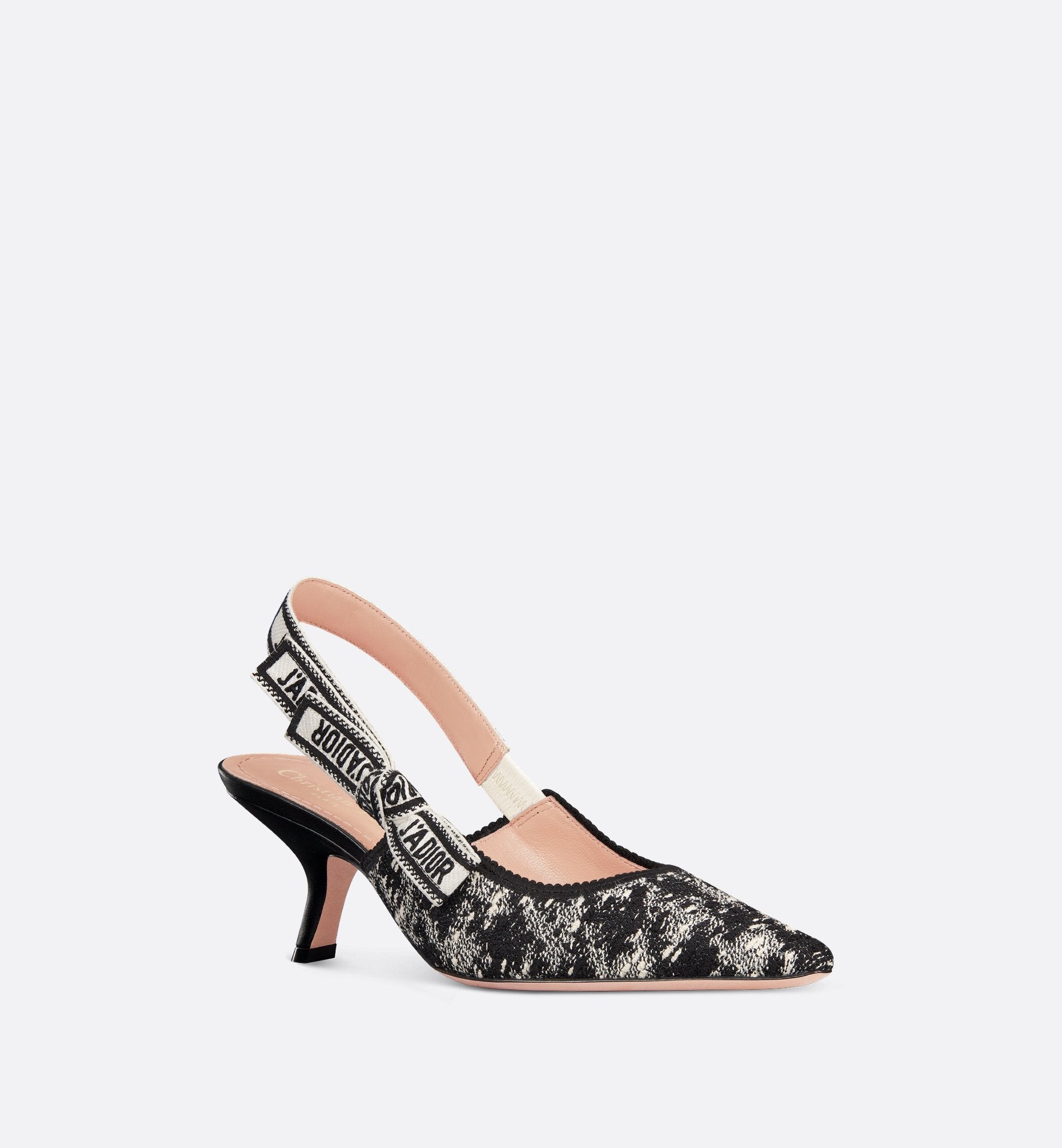 JAdior Slingback Pump Black And White Houndstooth Tweed