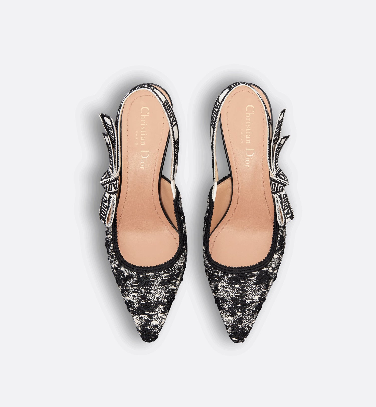 JAdior Slingback Pump Black And White Houndstooth Tweed