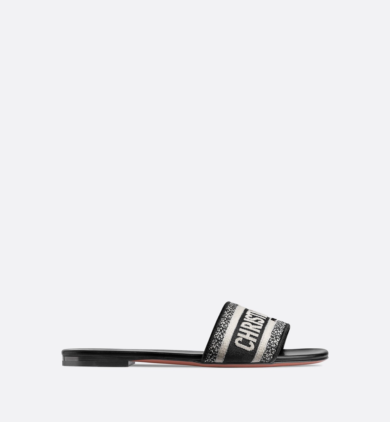 Dway Slide Black Embroidered Cotton