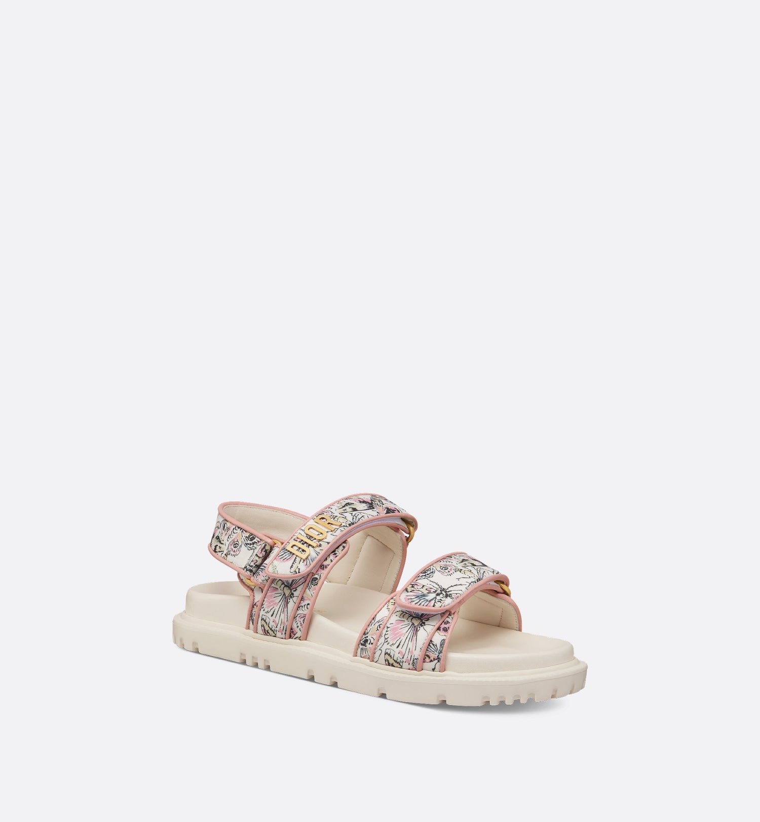 Dioract Sandal White Technical Fabric With Printed Multicolor Libellule Camouflage Motif