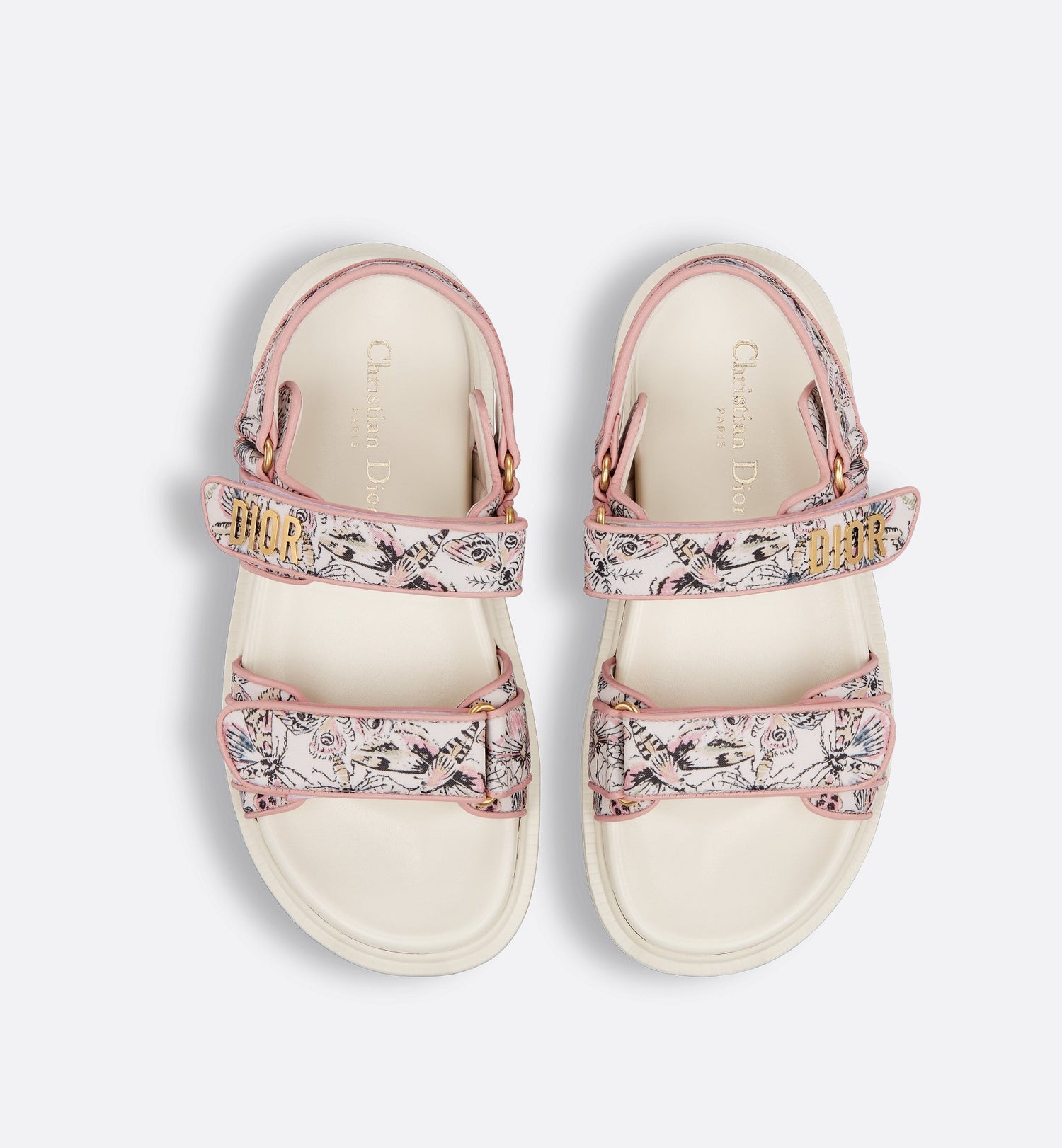 Dioract Sandal White Technical Fabric With Printed Multicolor Libellule Camouflage Motif